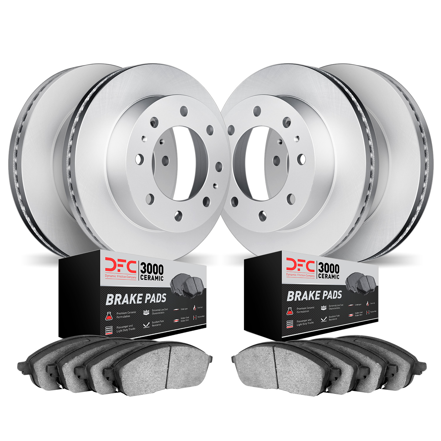 4304-48004 Geospec Brake Rotors with 3000-Series Ceramic Brake Pads Kit, 1999-2013 GM, Position: Front and Rear