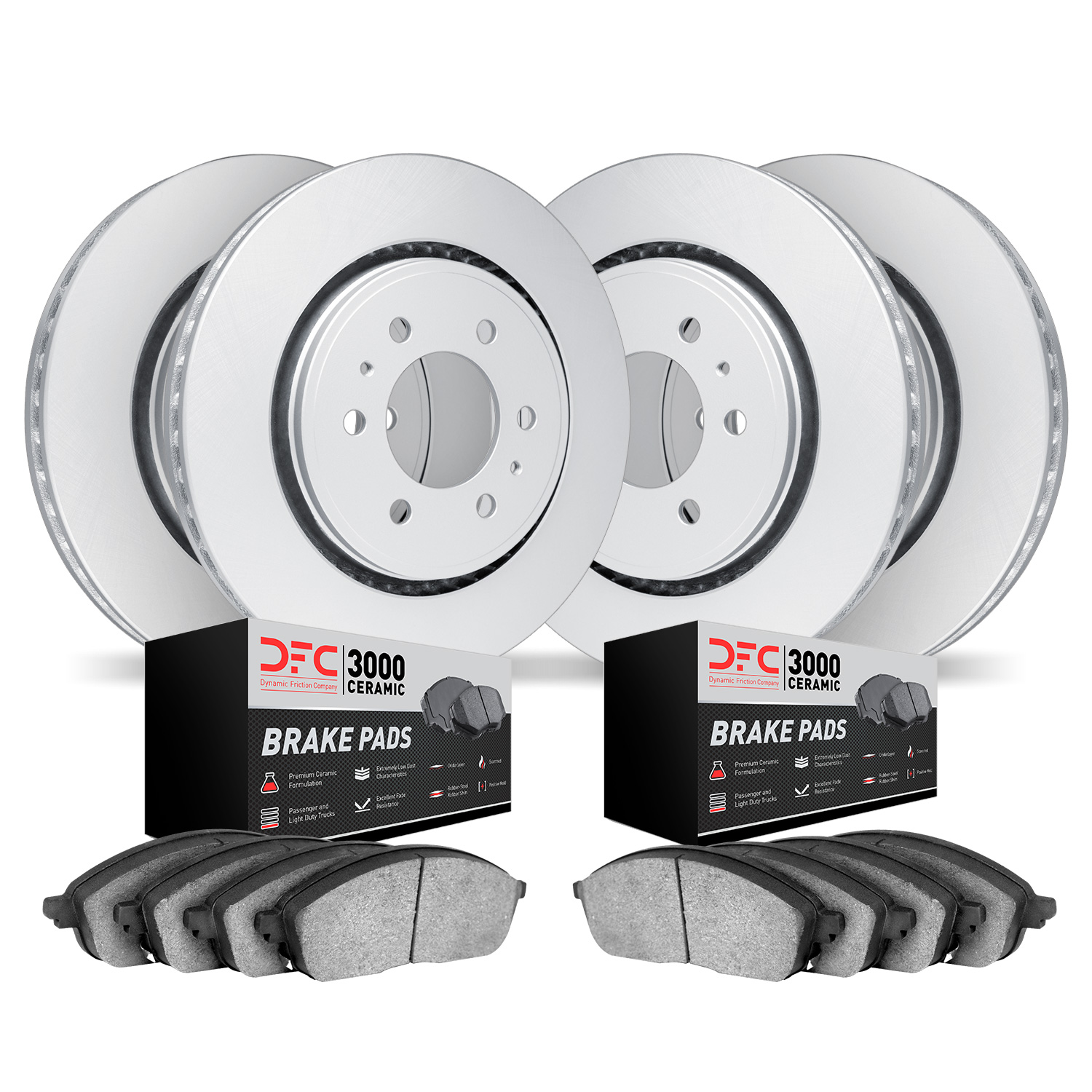 4304-67027 Geospec Brake Rotors with 3000-Series Ceramic Brake Pads Kit, Fits Select Multiple Makes/Models, Position: Front and