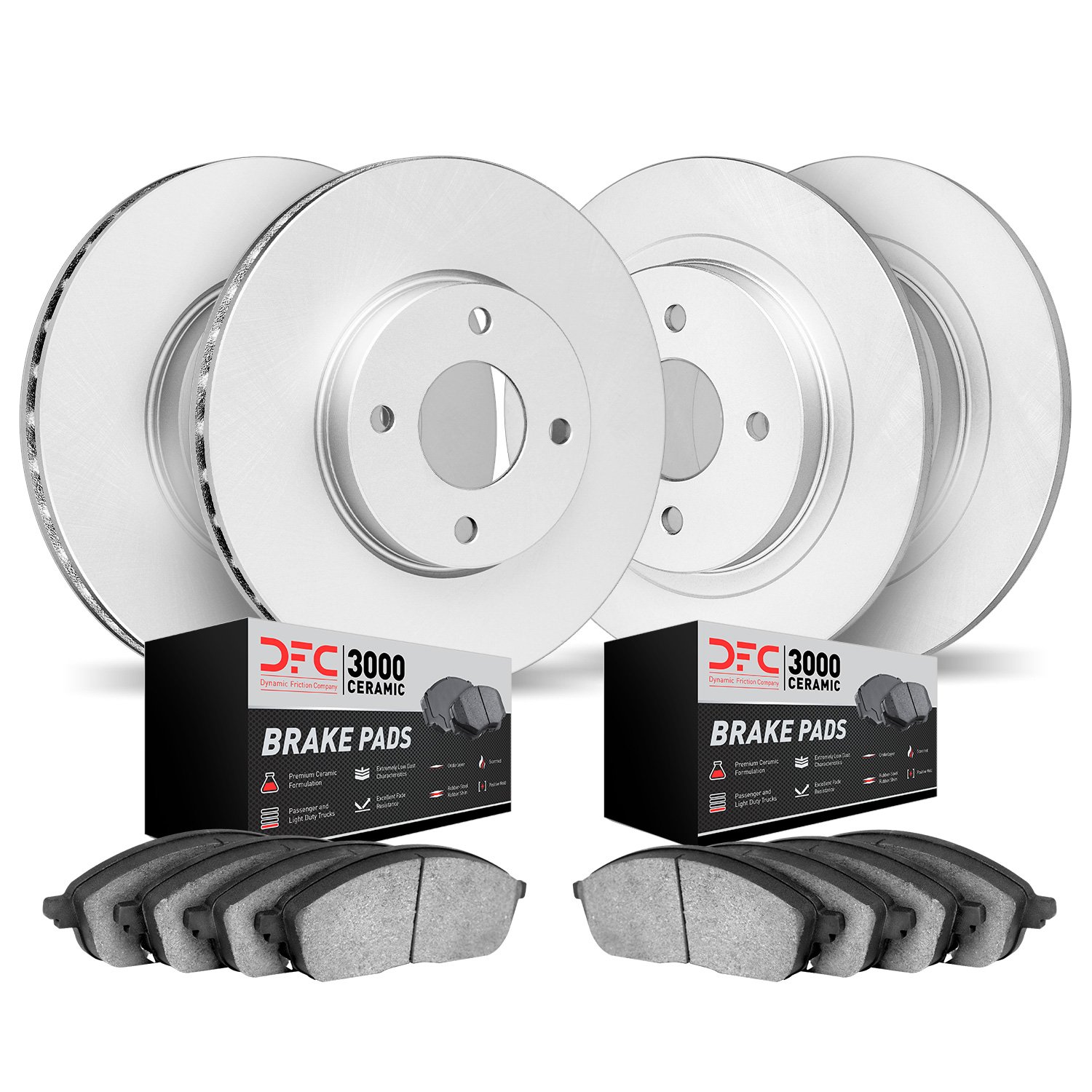 4304-72008 Geospec Brake Rotors with 3000-Series Ceramic Brake Pads Kit, 1999-2001 Kia/Hyundai/Genesis, Position: Front and Rear