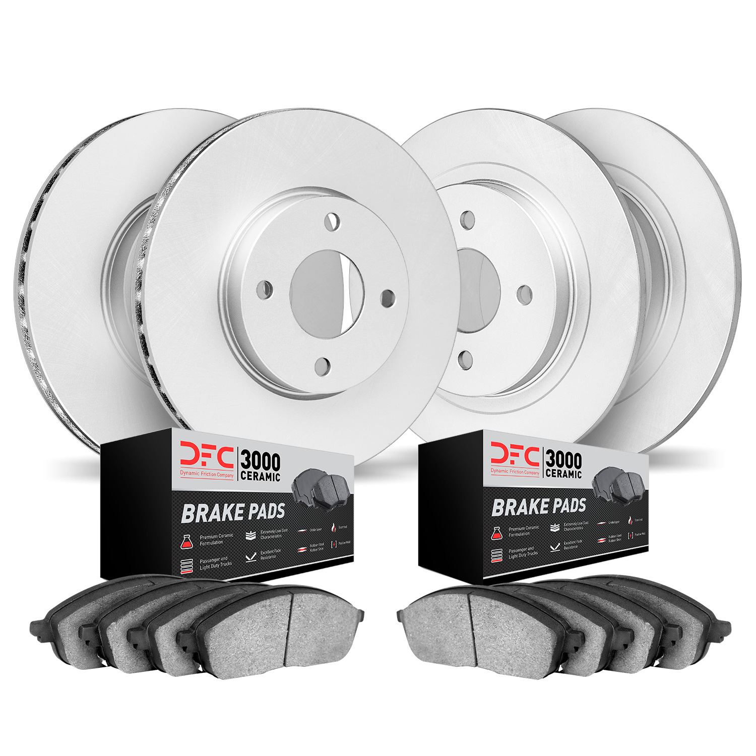 4304-80018 Geospec Brake Rotors with 3000-Series Ceramic Brake Pads Kit, Fits Select Multiple Makes/Models, Position: Front and