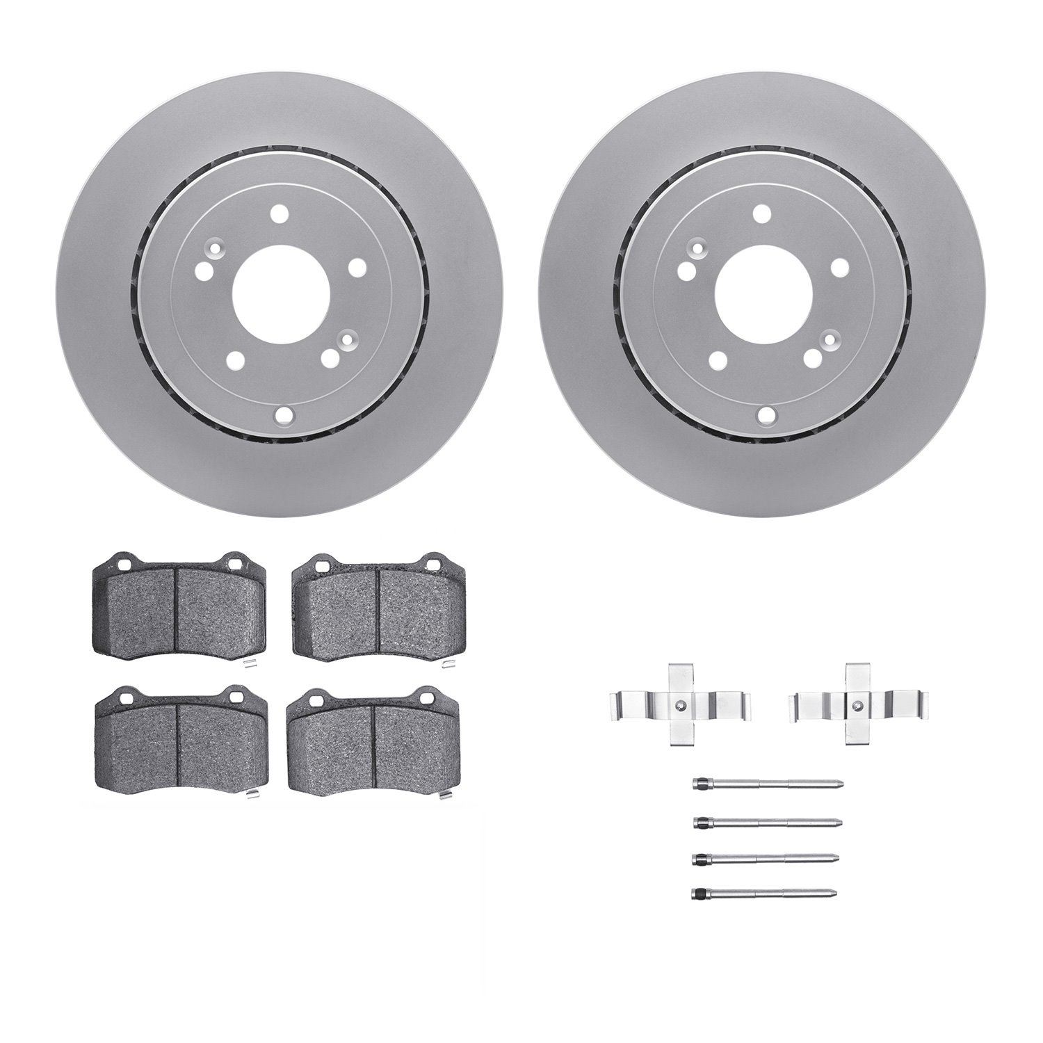 4312-03015 Geospec Brake Rotors with 3000-Series Ceramic Brake Pads & Hardware, 2010-2016 Kia/Hyundai/Genesis, Position: Rear
