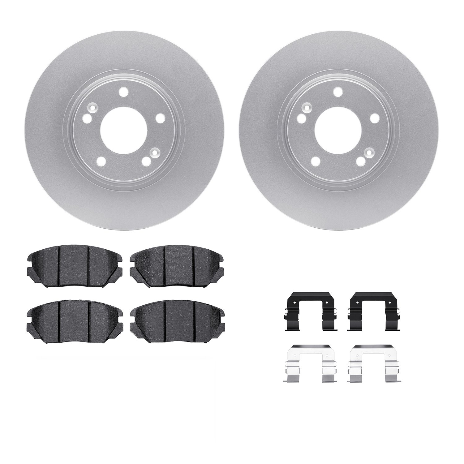 4312-03017 Geospec Brake Rotors with 3000-Series Ceramic Brake Pads & Hardware, 2006-2011 Kia/Hyundai/Genesis, Position: Front