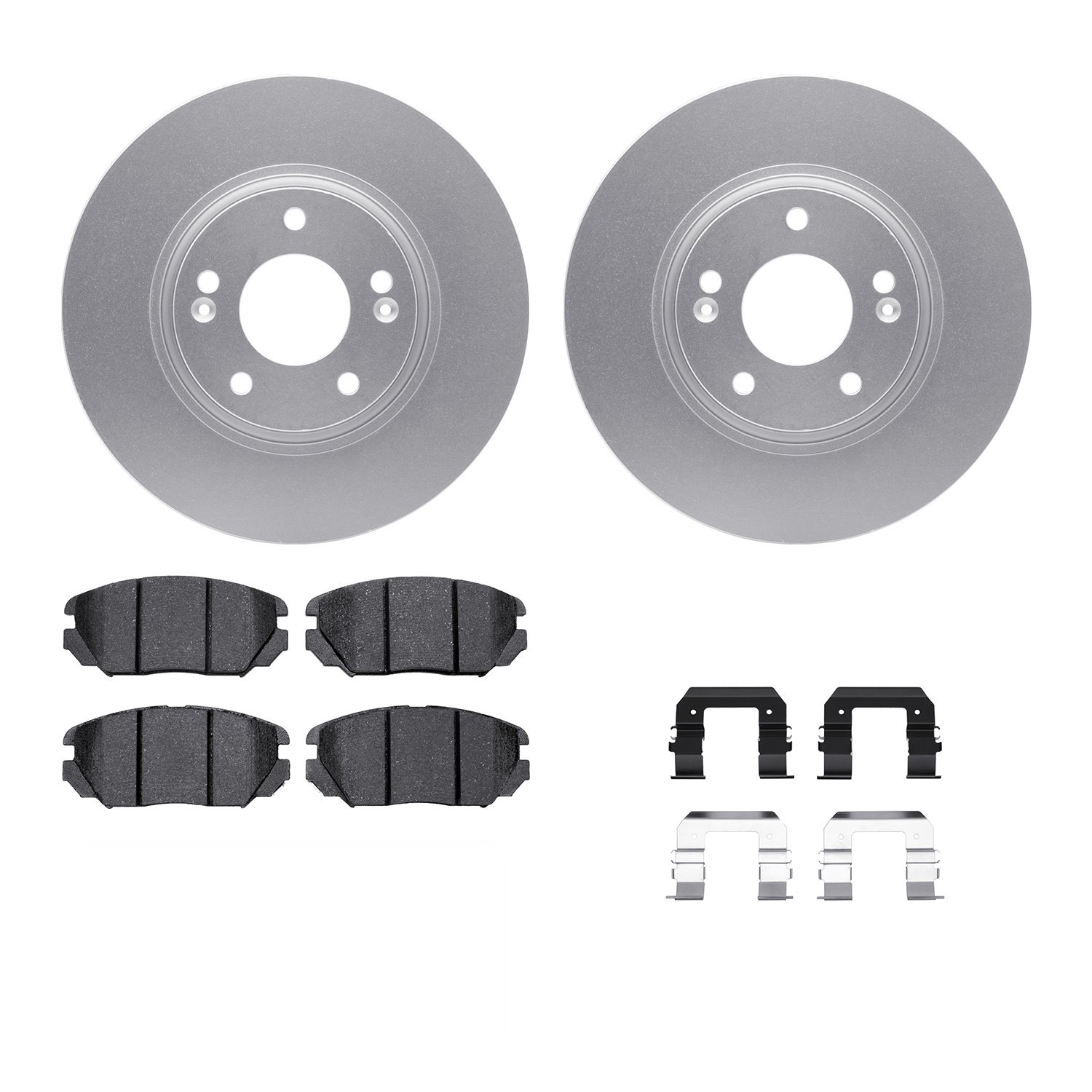 4312-03018 Geospec Brake Rotors with 3000-Series Ceramic Brake Pads & Hardware, 2005-2010 Kia/Hyundai/Genesis, Position: Front