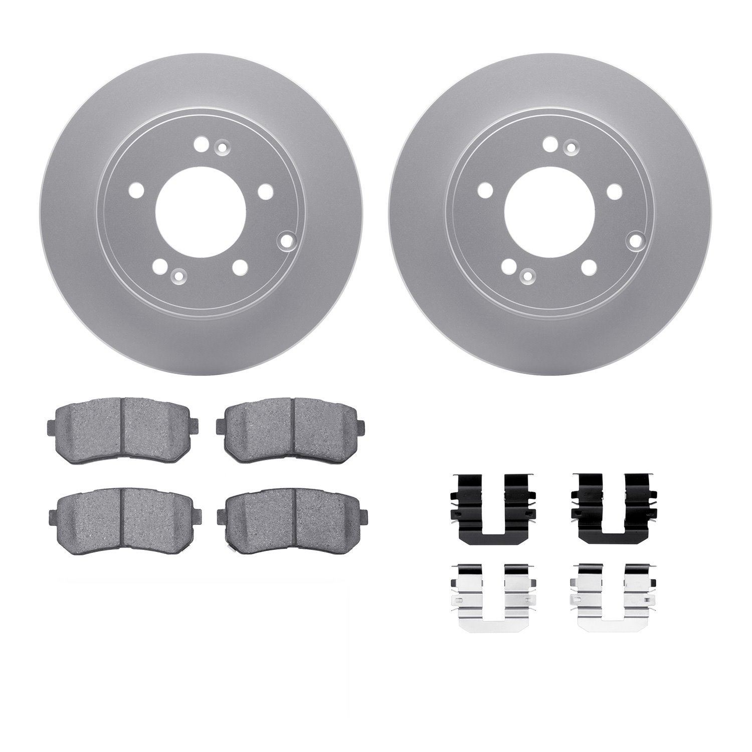 4312-03021 Geospec Brake Rotors with 3000-Series Ceramic Brake Pads & Hardware, 2014-2019 Kia/Hyundai/Genesis, Position: Rear