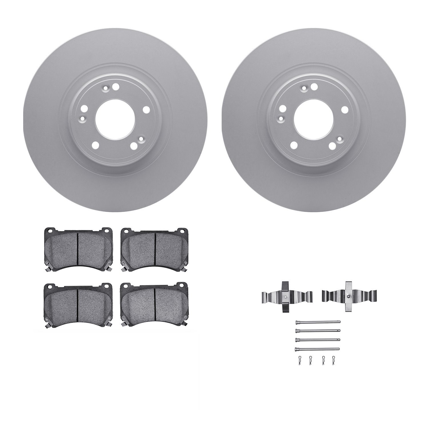 4312-03040 Geospec Brake Rotors with 3000-Series Ceramic Brake Pads & Hardware, 2009-2014 Kia/Hyundai/Genesis, Position: Front