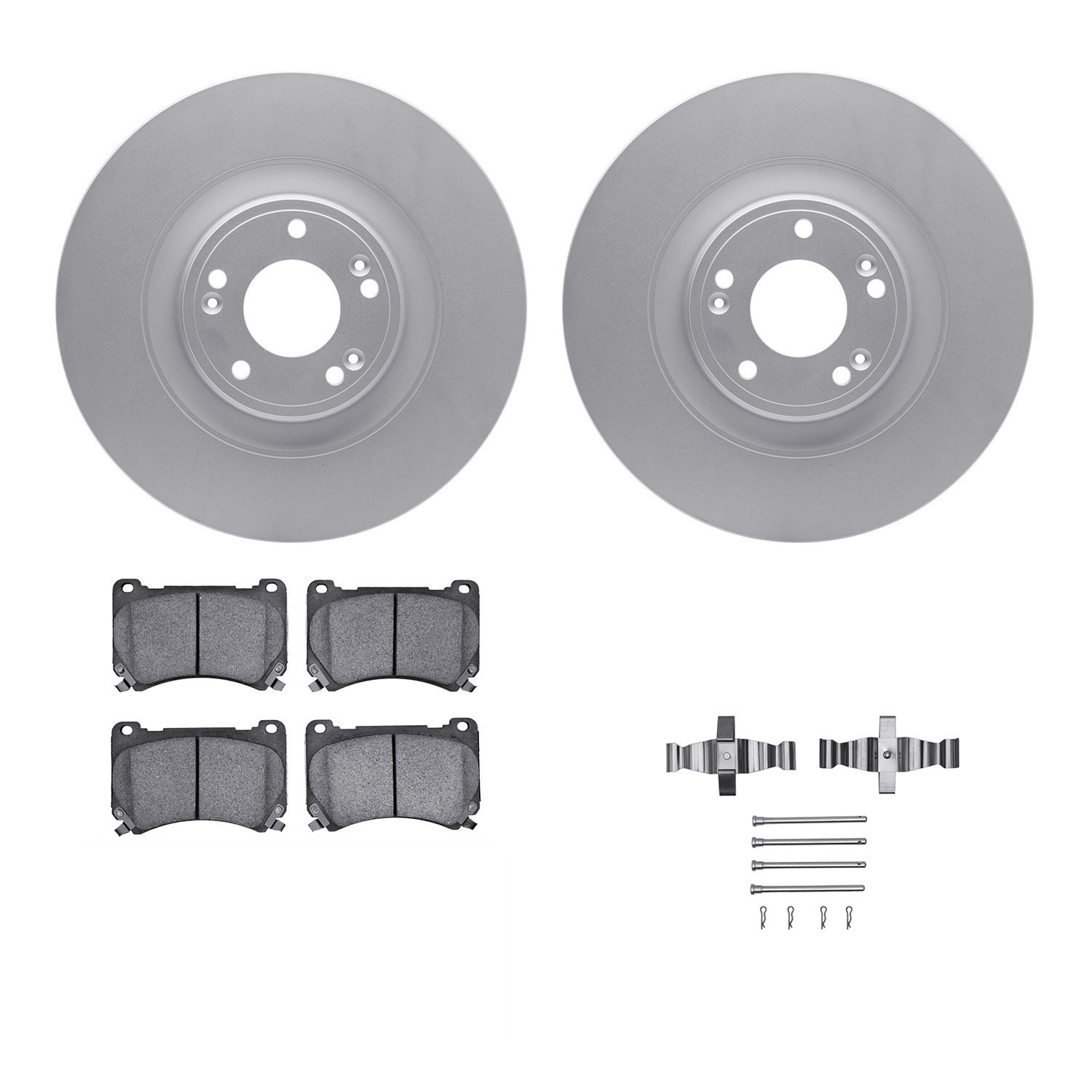 4312-03041 Geospec Brake Rotors with 3000-Series Ceramic Brake Pads & Hardware, 2011-2014 Kia/Hyundai/Genesis, Position: Front