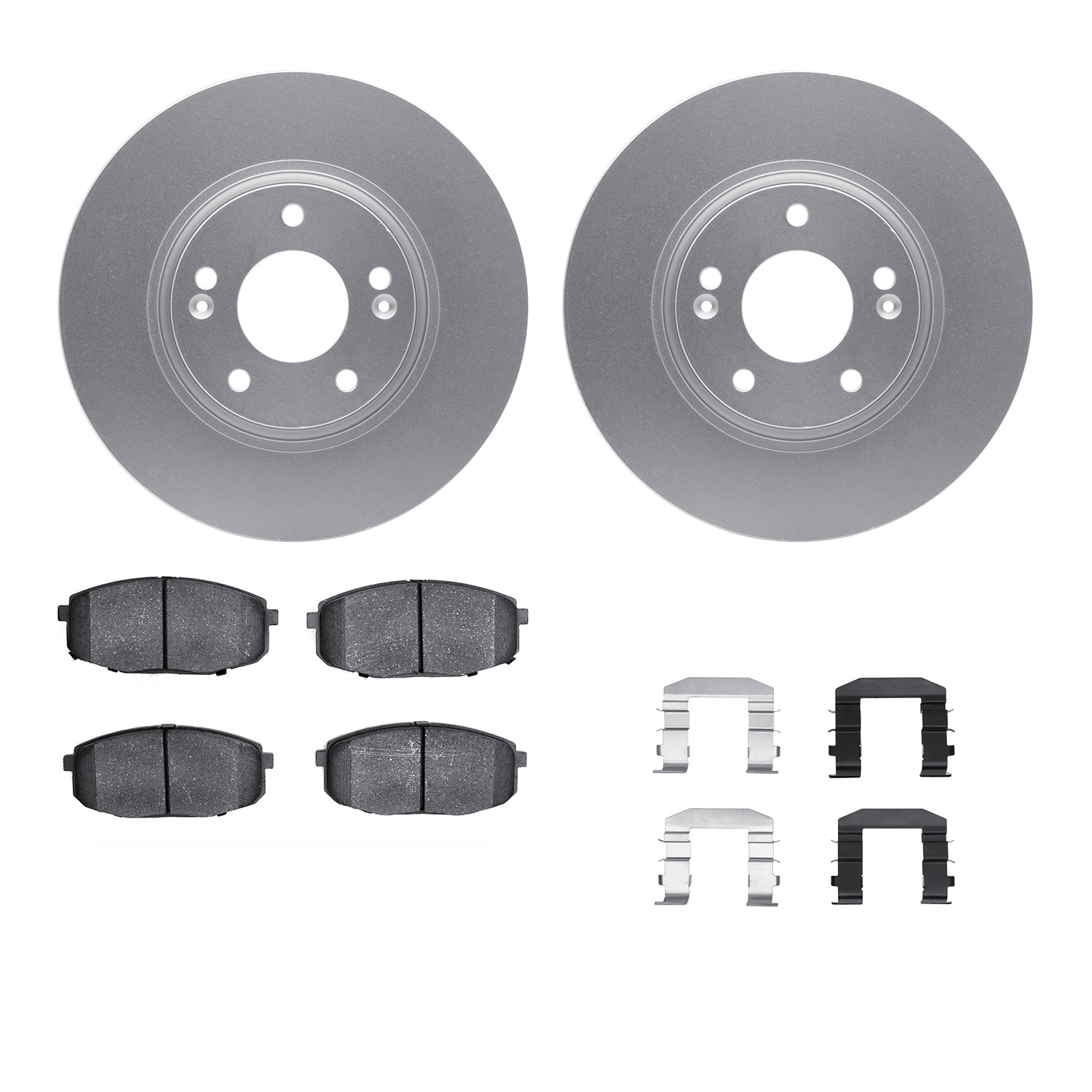 4312-03042 Geospec Brake Rotors with 3000-Series Ceramic Brake Pads & Hardware, 2010-2013 Kia/Hyundai/Genesis, Position: Front