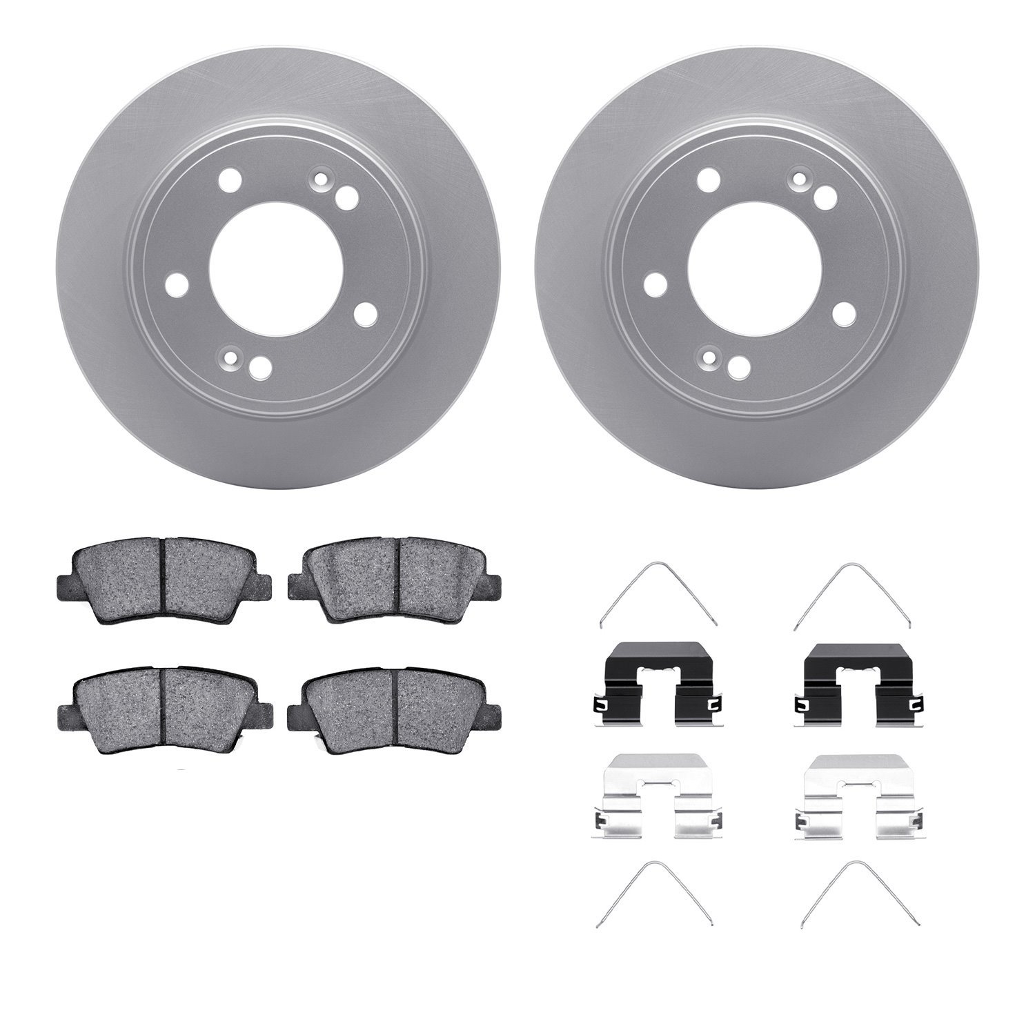 4312-03063 Geospec Brake Rotors with 3000-Series Ceramic Brake Pads & Hardware, Fits Select Kia/Hyundai/Genesis, Position: Rear