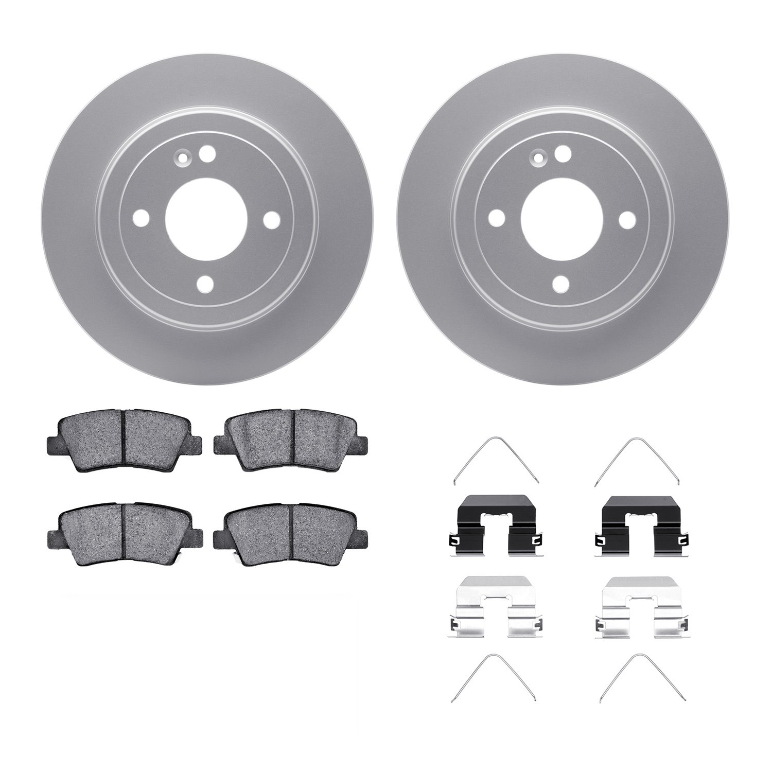 4312-03064 Geospec Brake Rotors with 3000-Series Ceramic Brake Pads & Hardware, Fits Select Kia/Hyundai/Genesis, Position: Rear