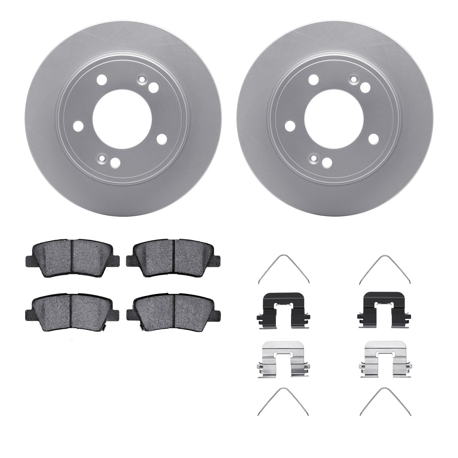 4312-03065 Geospec Brake Rotors with 3000-Series Ceramic Brake Pads & Hardware, Fits Select Kia/Hyundai/Genesis, Position: Rear