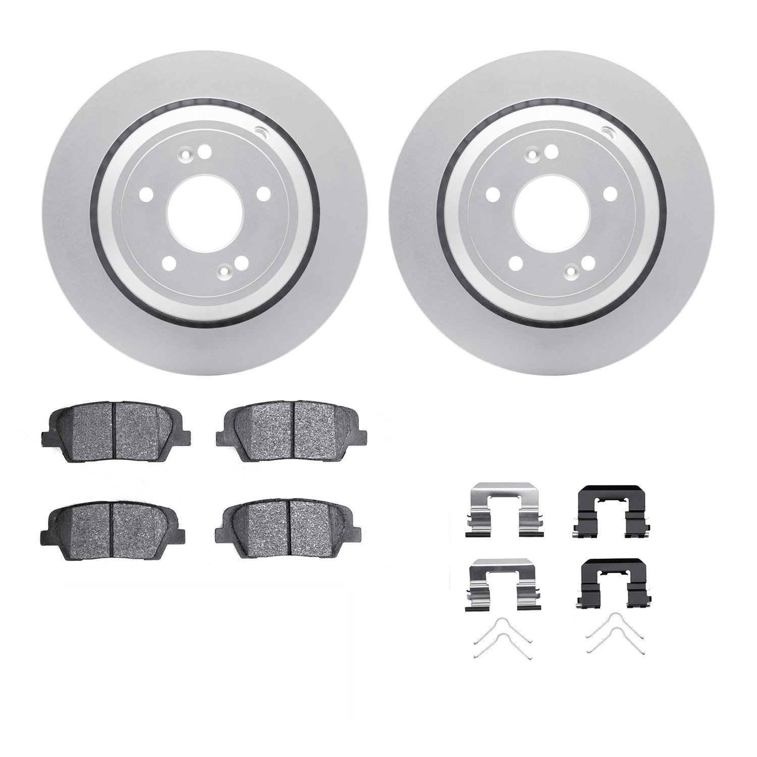 4312-03069 Geospec Brake Rotors with 3000-Series Ceramic Brake Pads & Hardware, 2011-2017 Kia/Hyundai/Genesis, Position: Rear