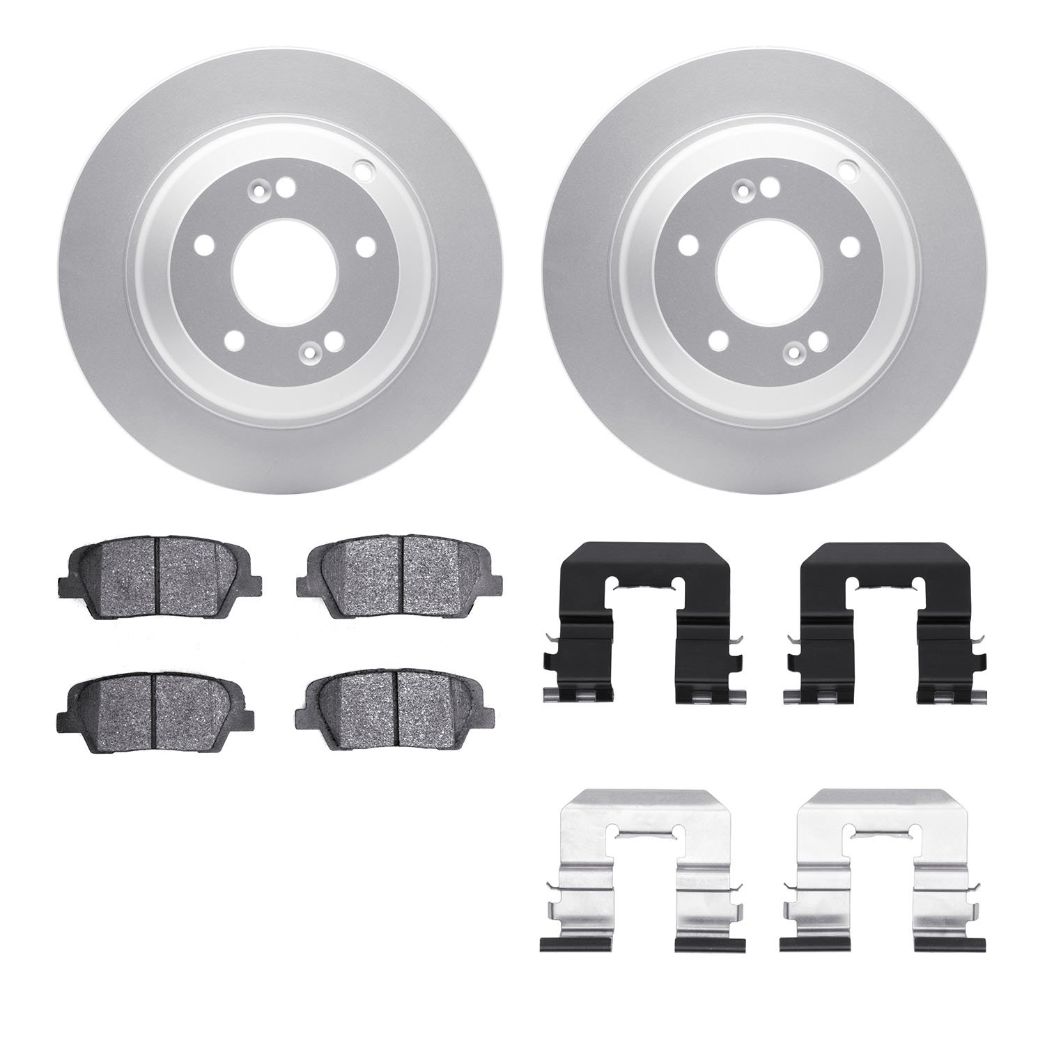 4312-03070 Geospec Brake Rotors with 3000-Series Ceramic Brake Pads & Hardware, 2010-2016 Kia/Hyundai/Genesis, Position: Rear