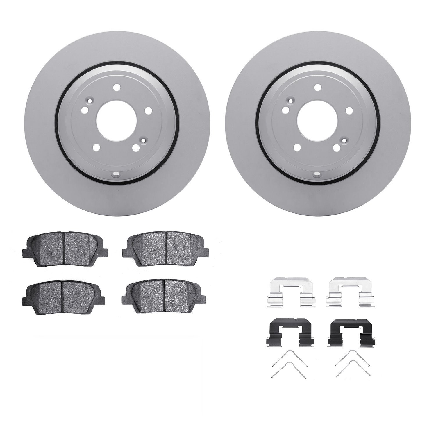 4312-03072 Geospec Brake Rotors with 3000-Series Ceramic Brake Pads & Hardware, Fits Select Kia/Hyundai/Genesis, Position: Rear