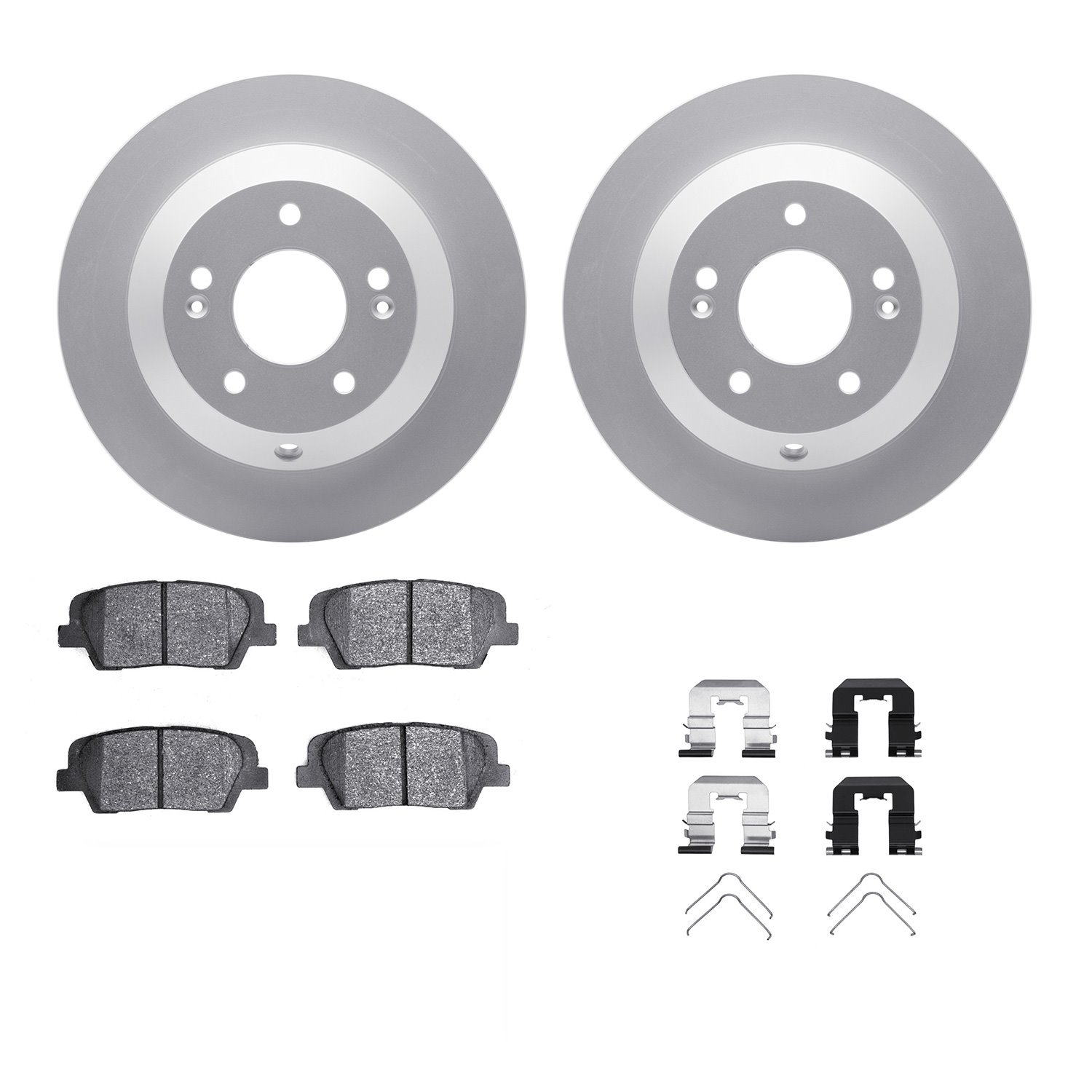 4312-03073 Geospec Brake Rotors with 3000-Series Ceramic Brake Pads & Hardware, 2010-2019 Kia/Hyundai/Genesis, Position: Rear