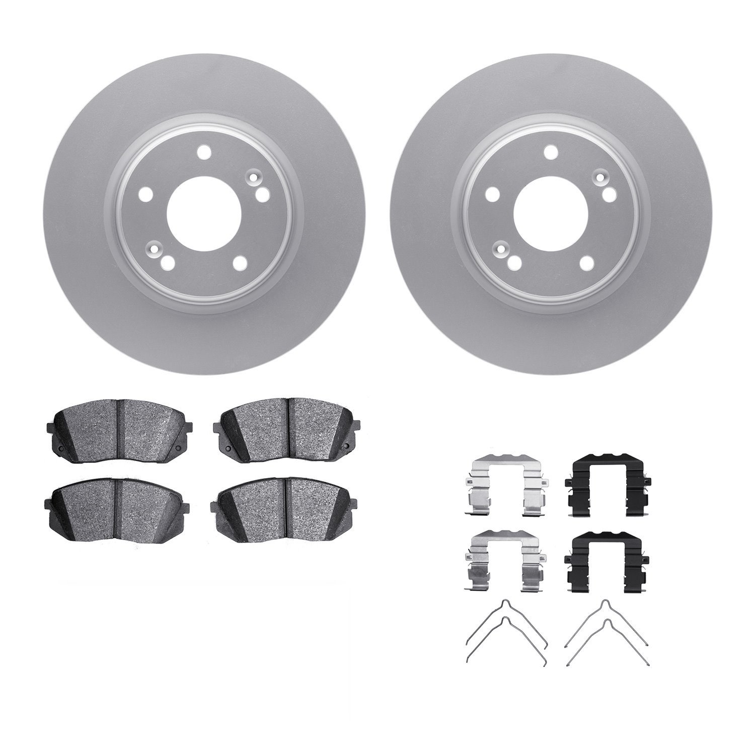 4312-03074 Geospec Brake Rotors with 3000-Series Ceramic Brake Pads & Hardware, Fits Select Kia/Hyundai/Genesis, Position: Front