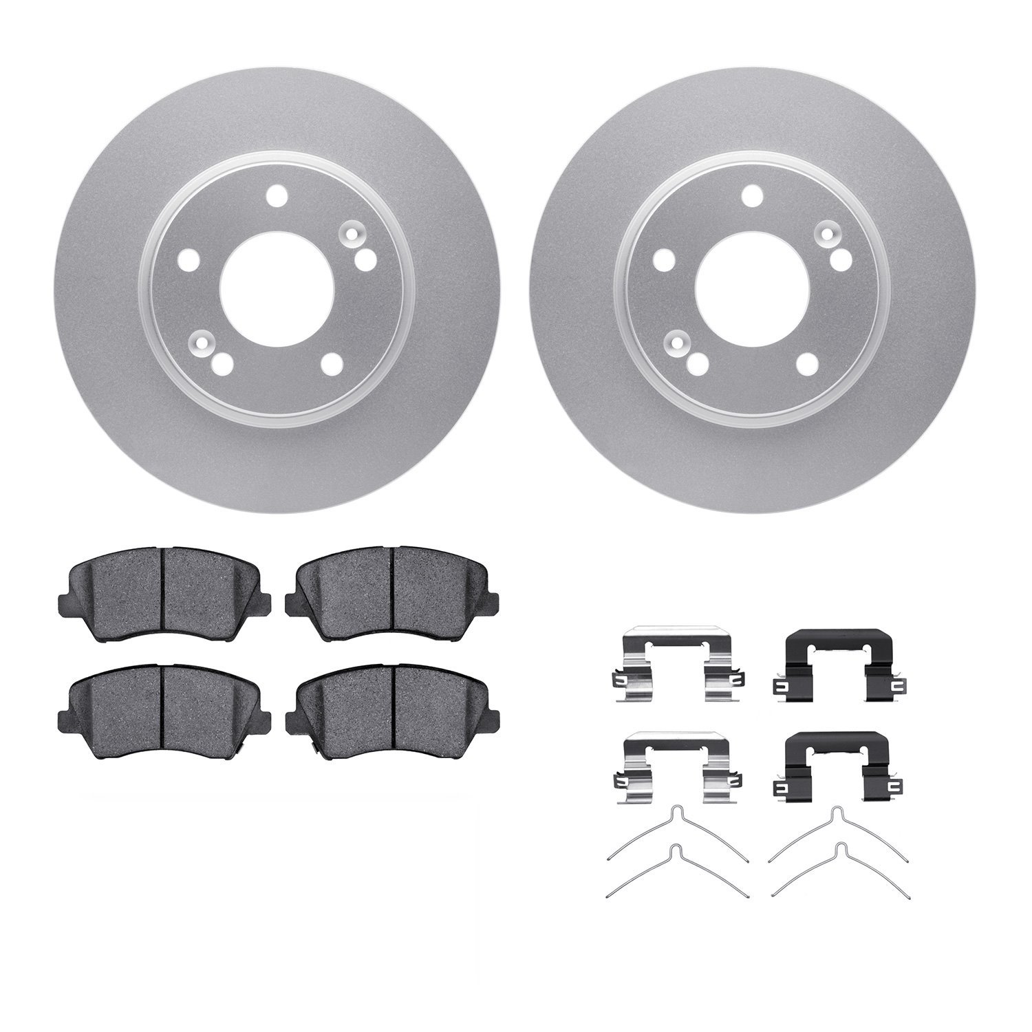 4312-03075 Geospec Brake Rotors with 3000-Series Ceramic Brake Pads & Hardware, 2016-2021 Kia/Hyundai/Genesis, Position: Front