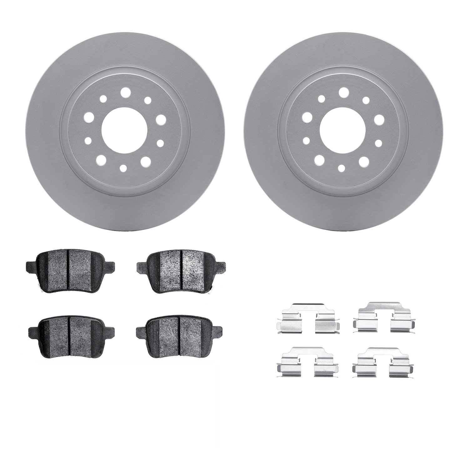 4312-07006 Geospec Brake Rotors with 3000-Series Ceramic Brake Pads & Hardware, 2014-2019 Mopar, Position: Rear