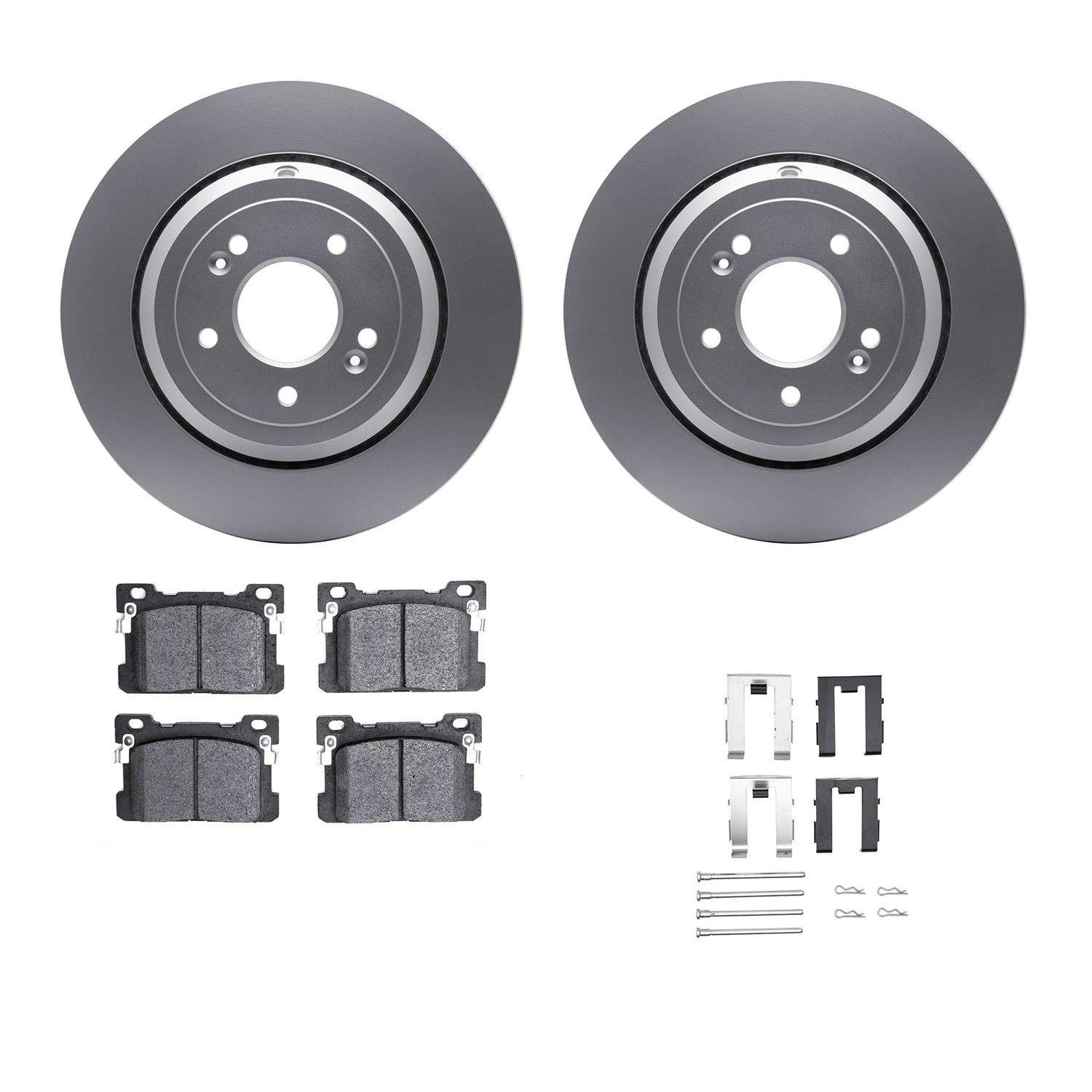 4312-10002 Geospec Brake Rotors with 3000-Series Ceramic Brake Pads & Hardware, 2017-2020 Kia/Hyundai/Genesis, Position: Rear