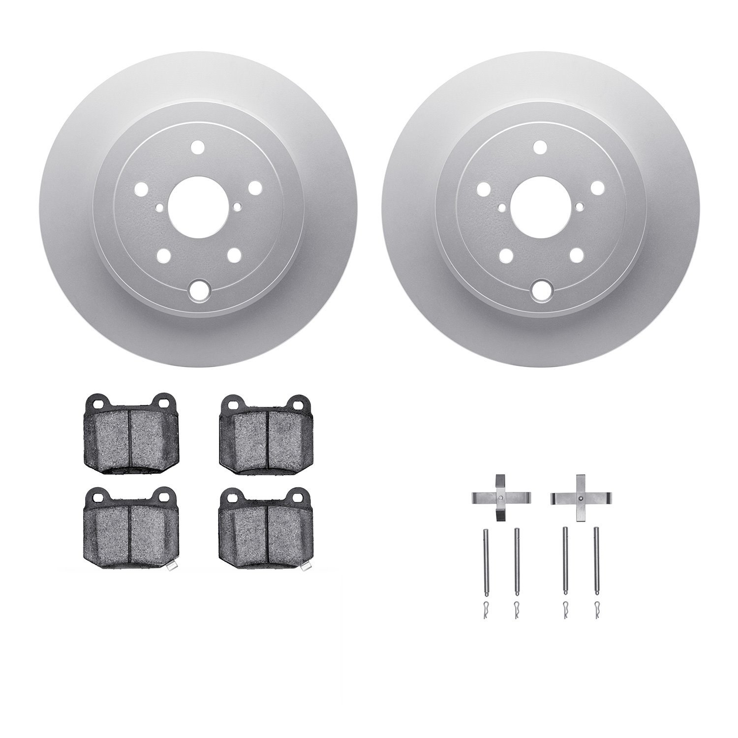 4312-13018 Geospec Brake Rotors with 3000-Series Ceramic Brake Pads & Hardware, 2008-2020 Subaru, Position: Rear