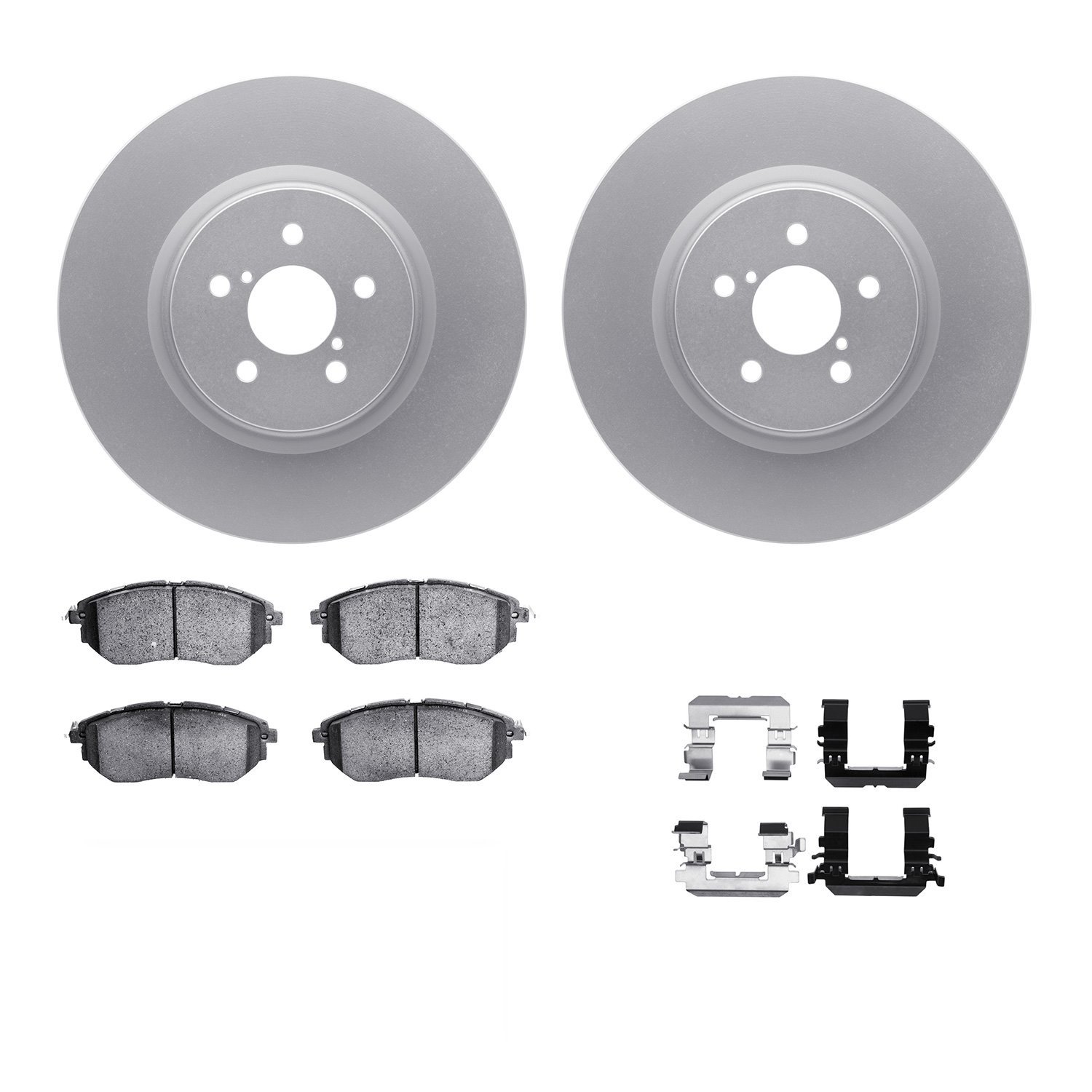 4312-13023 Geospec Brake Rotors with 3000-Series Ceramic Brake Pads & Hardware, 2005-2018 Subaru, Position: Front