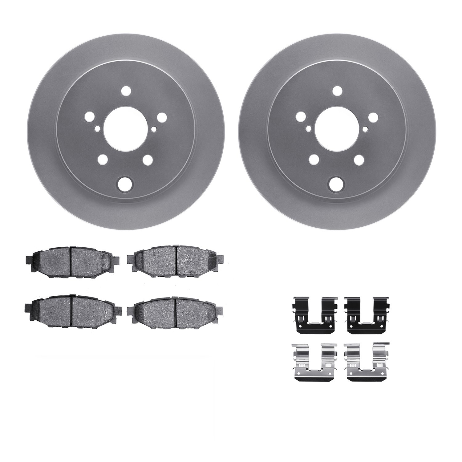 4312-13029 Geospec Brake Rotors with 3000-Series Ceramic Brake Pads & Hardware, Fits Select Subaru, Position: Rear