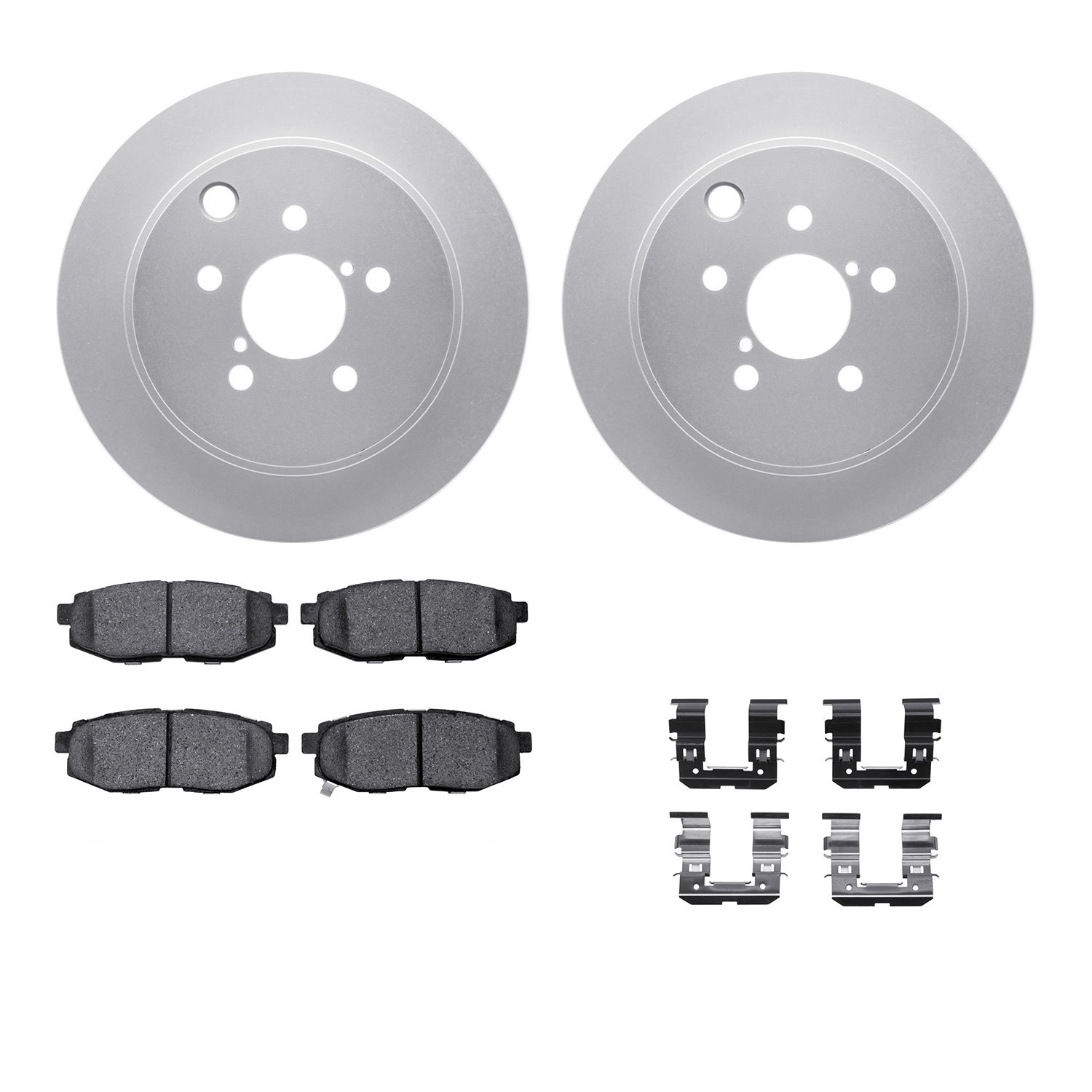 4312-13031 Geospec Brake Rotors with 3000-Series Ceramic Brake Pads & Hardware, 2014-2018 Subaru, Position: Rear