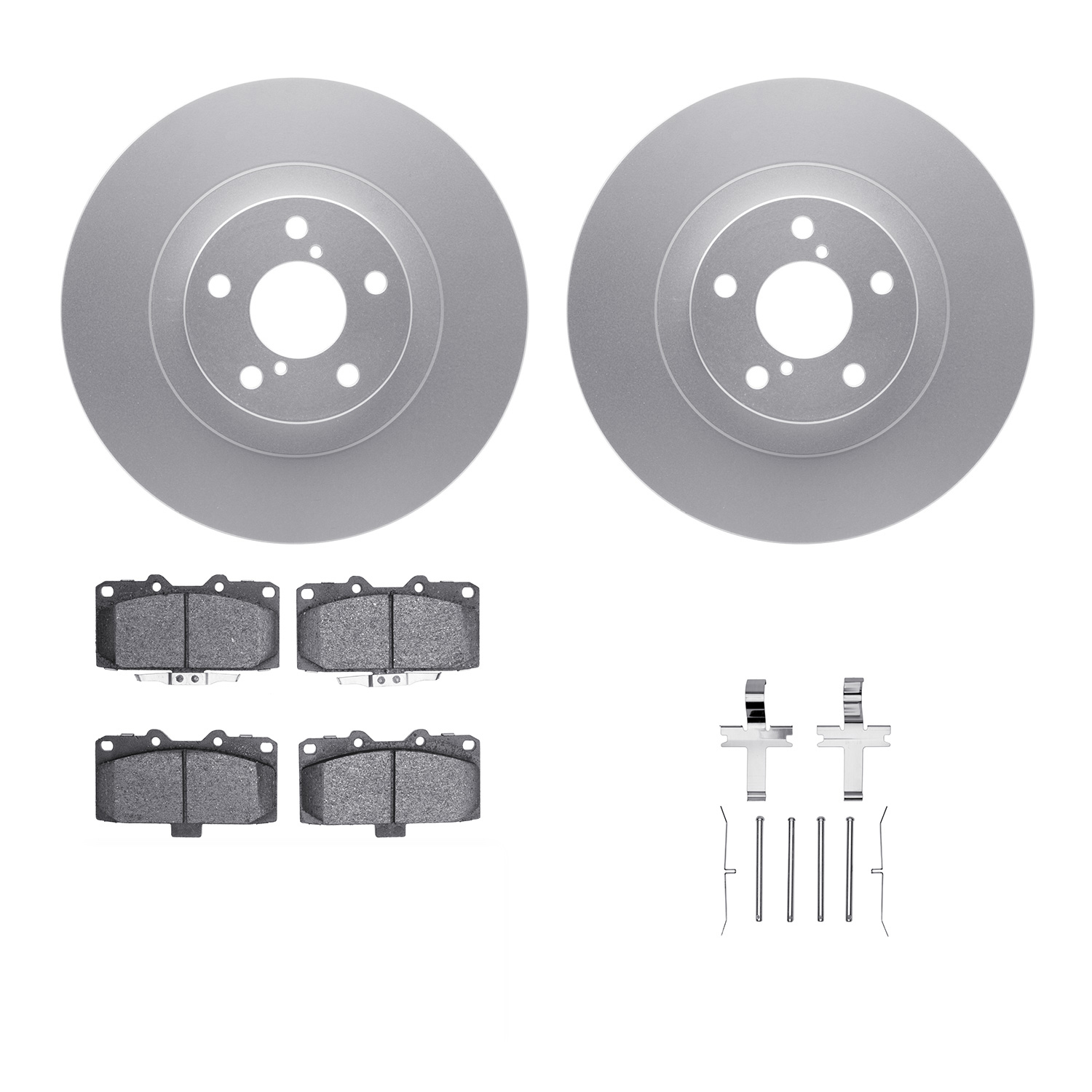 4312-13033 Geospec Brake Rotors with 3000-Series Ceramic Brake Pads & Hardware, 2006-2007 Subaru, Position: Front