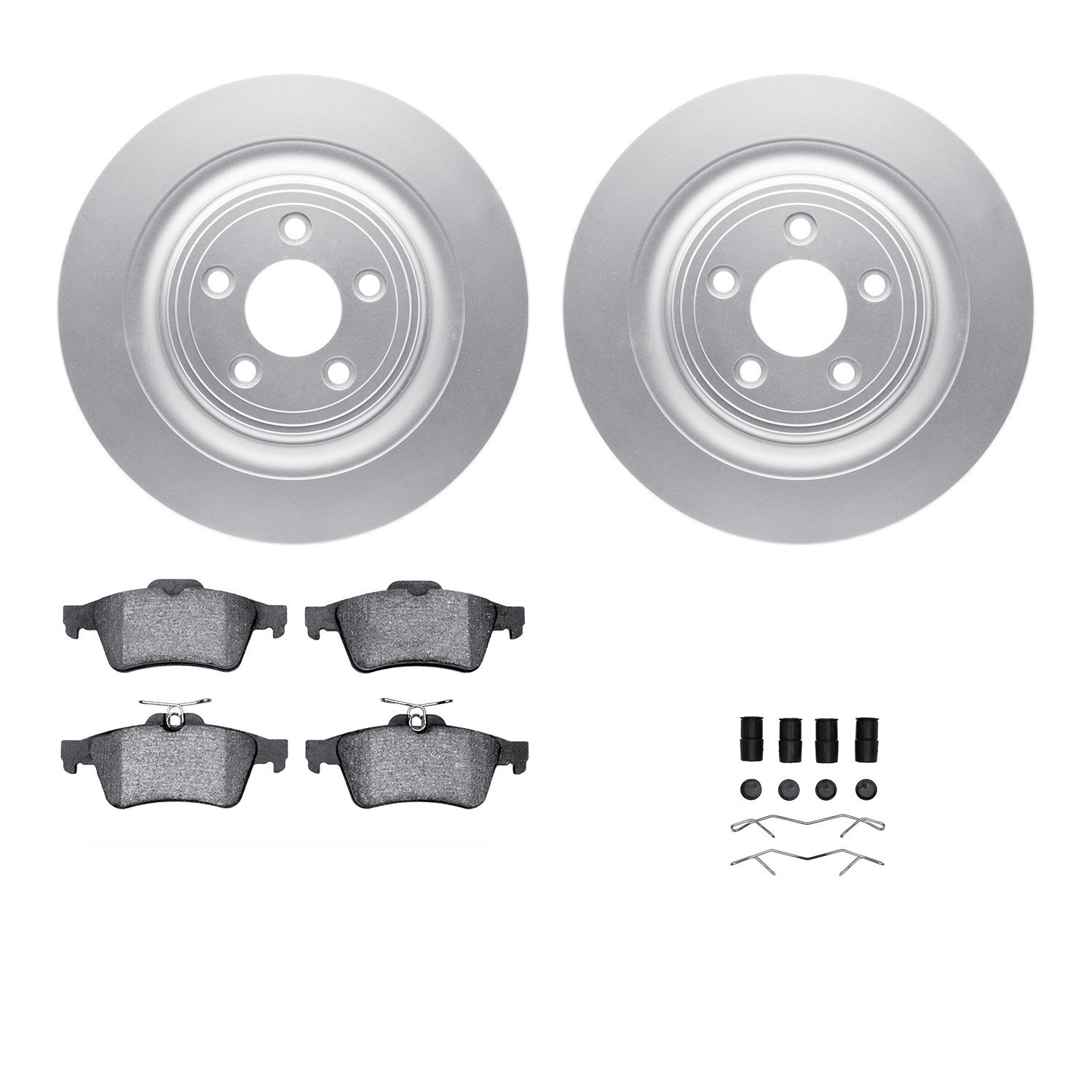 4312-20006 Geospec Brake Rotors with 3000-Series Ceramic Brake Pads & Hardware, 2006-2015 Jaguar, Position: Rear