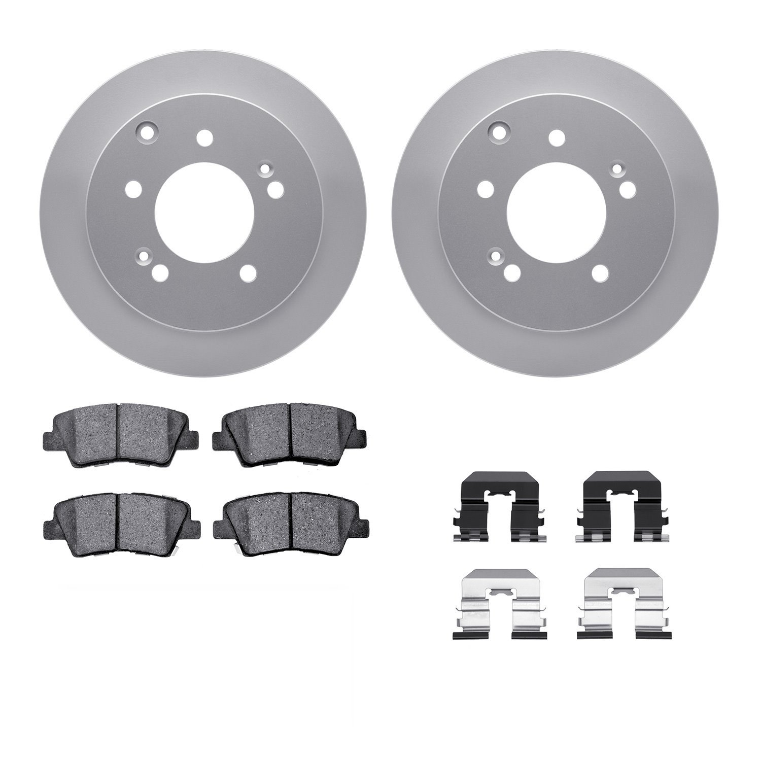 4312-21018 Geospec Brake Rotors with 3000-Series Ceramic Brake Pads & Hardware, 2010-2013 Kia/Hyundai/Genesis, Position: Rear