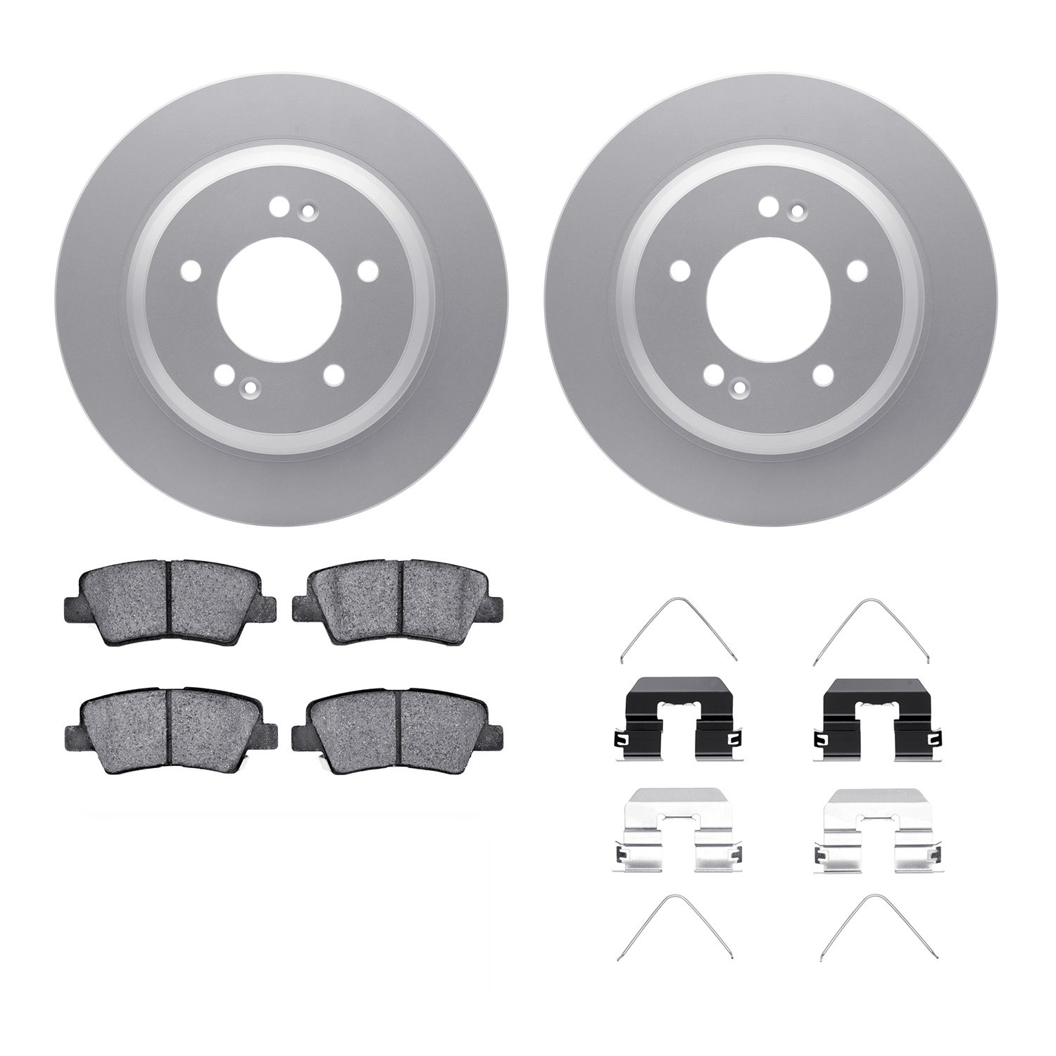 4312-21023 Geospec Brake Rotors with 3000-Series Ceramic Brake Pads & Hardware, Fits Select Kia/Hyundai/Genesis, Position: Rear