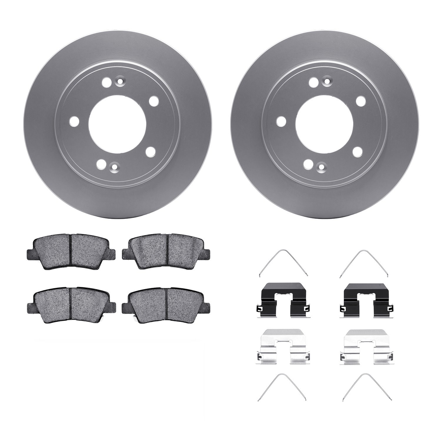 4312-21024 Geospec Brake Rotors with 3000-Series Ceramic Brake Pads & Hardware, Fits Select Kia/Hyundai/Genesis, Position: Rear