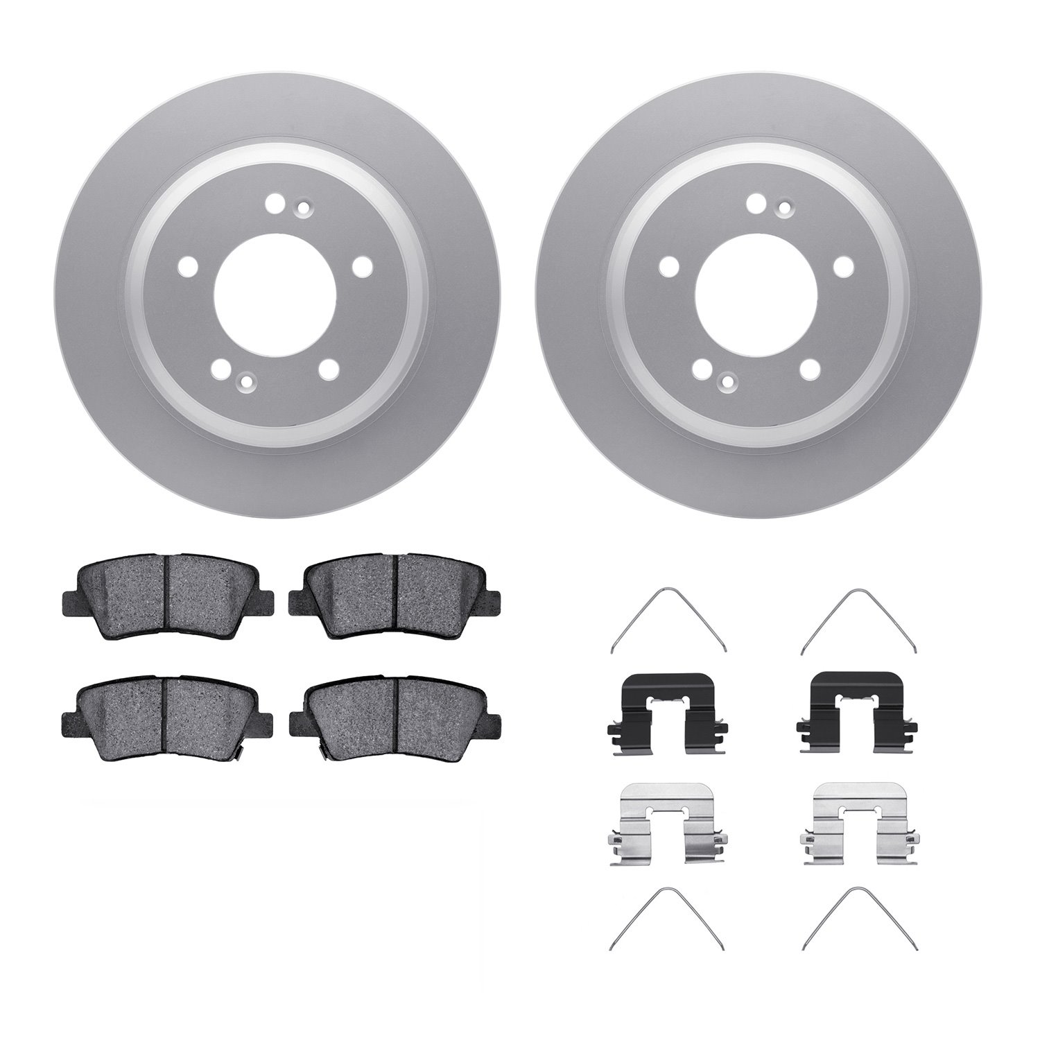 4312-21025 Geospec Brake Rotors with 3000-Series Ceramic Brake Pads & Hardware, Fits Select Kia/Hyundai/Genesis, Position: Rear