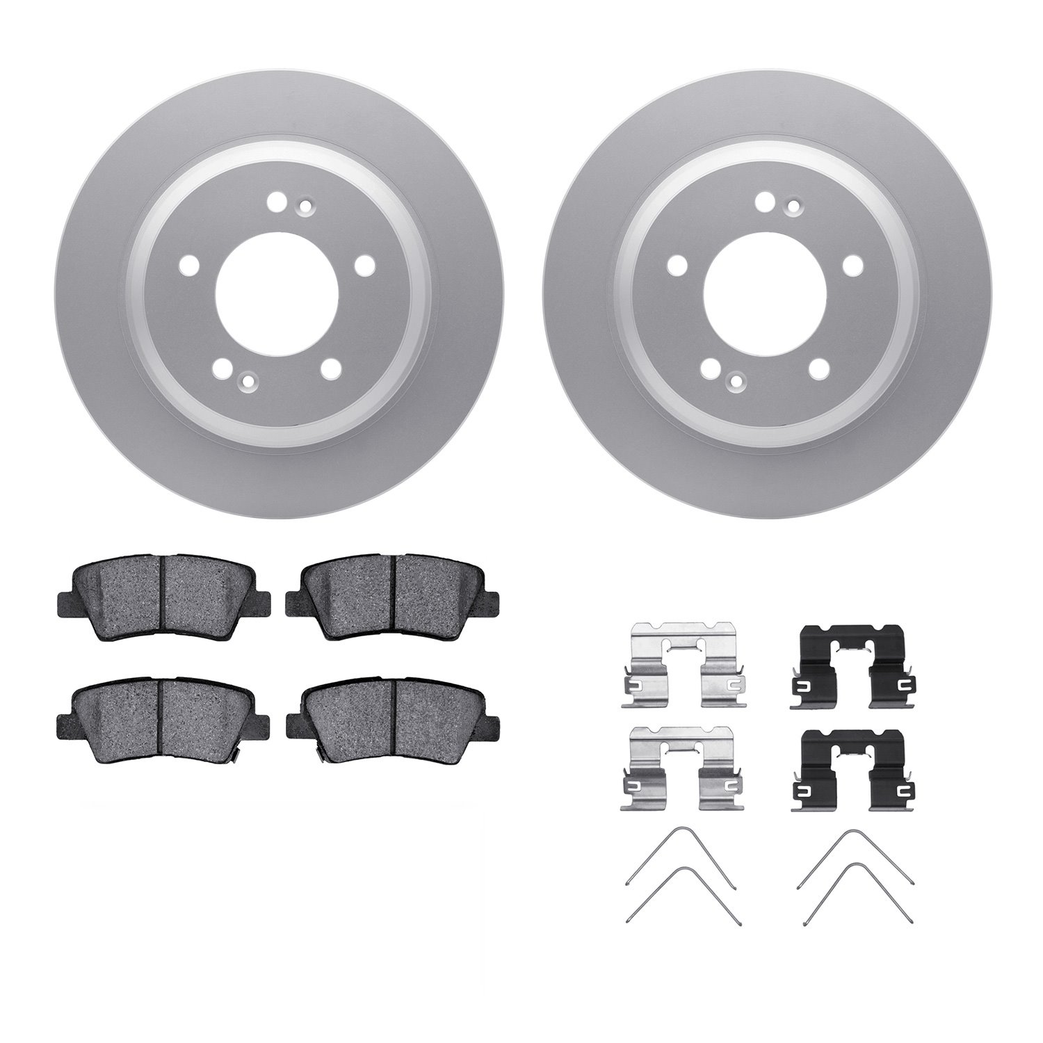 4312-21027 Geospec Brake Rotors with 3000-Series Ceramic Brake Pads & Hardware, 2018-2020 Kia/Hyundai/Genesis, Position: Rear