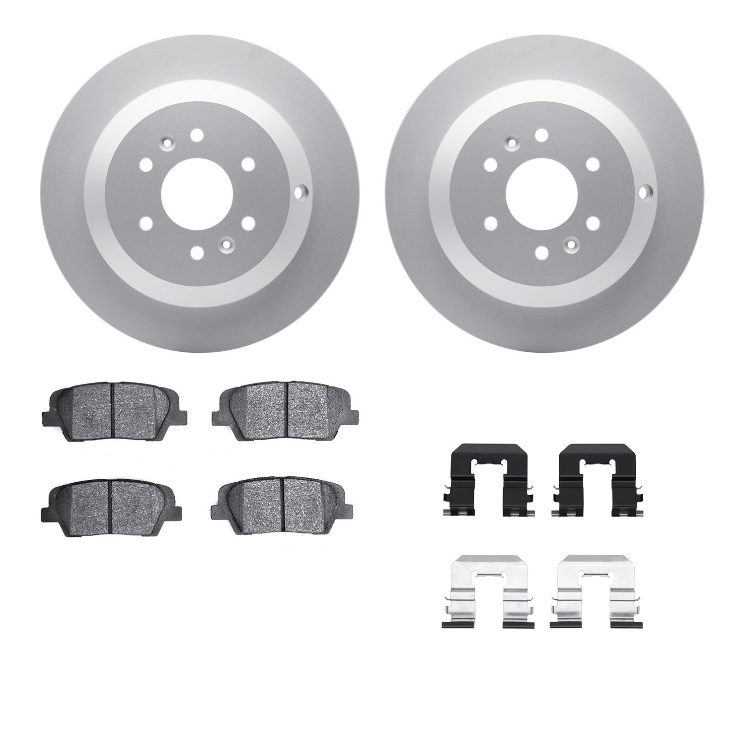 4312-21031 Geospec Brake Rotors with 3000-Series Ceramic Brake Pads & Hardware, 2009-2010 Kia/Hyundai/Genesis, Position: Rear