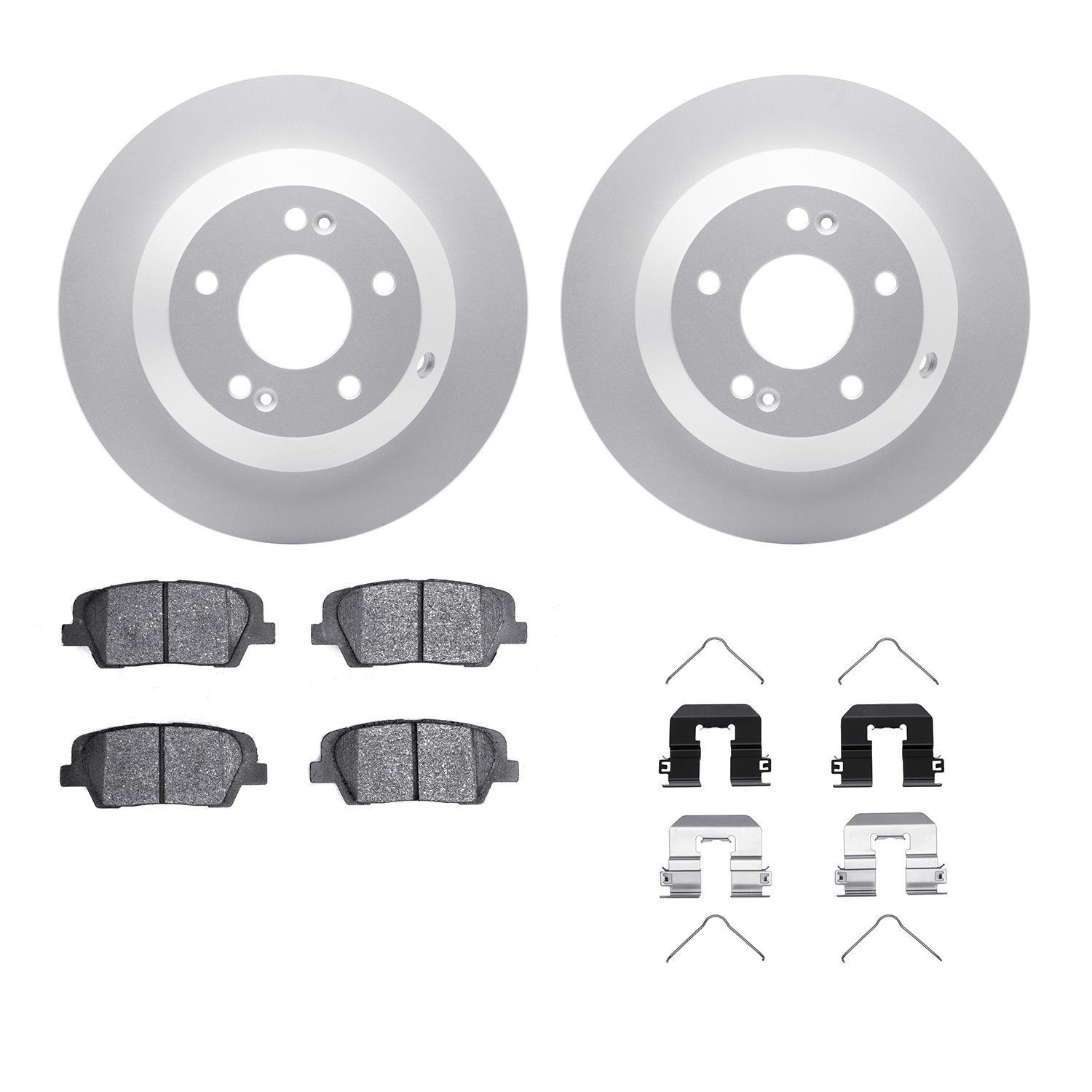 4312-21032 Geospec Brake Rotors with 3000-Series Ceramic Brake Pads & Hardware, 2015-2020 Kia/Hyundai/Genesis, Position: Rear