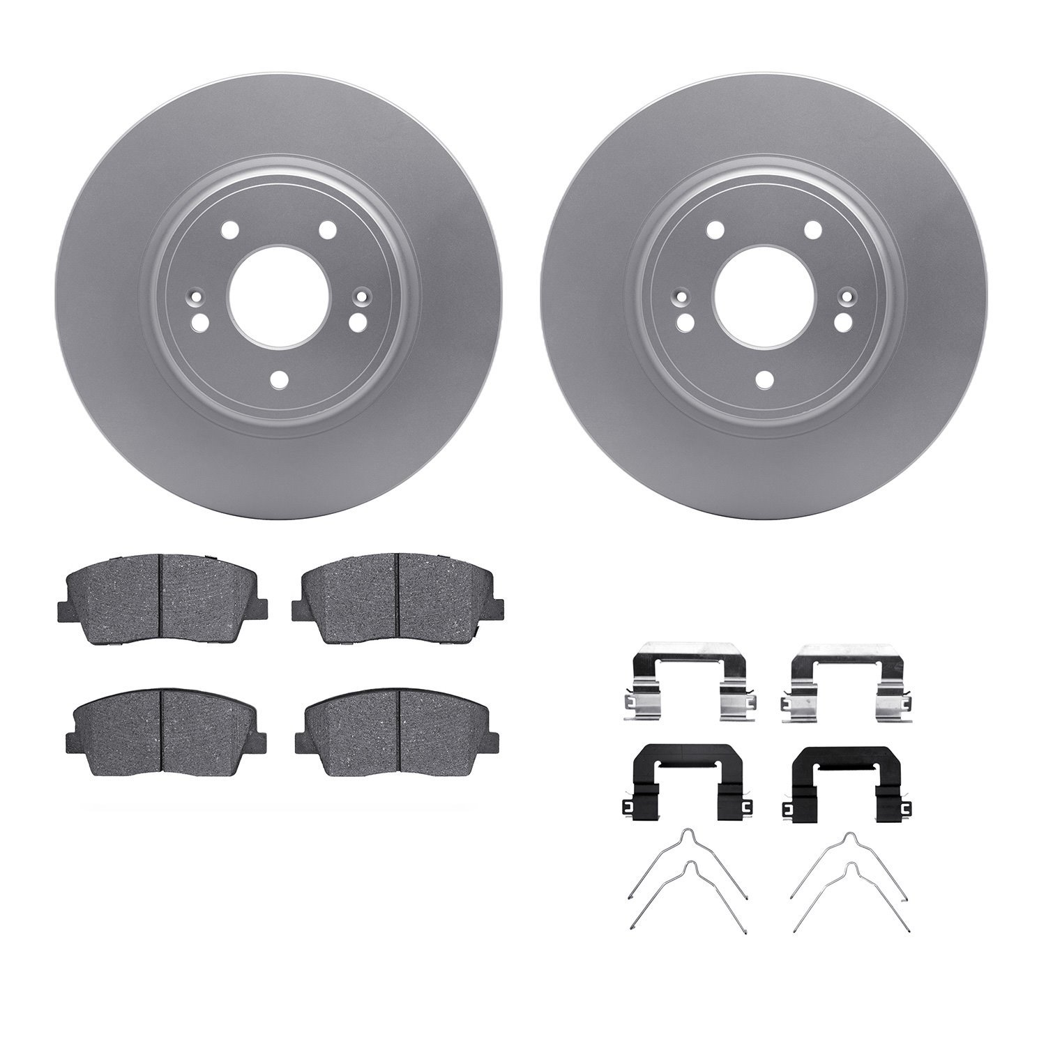 4312-21038 Geospec Brake Rotors with 3000-Series Ceramic Brake Pads & Hardware, Fits Select Kia/Hyundai/Genesis, Position: Front