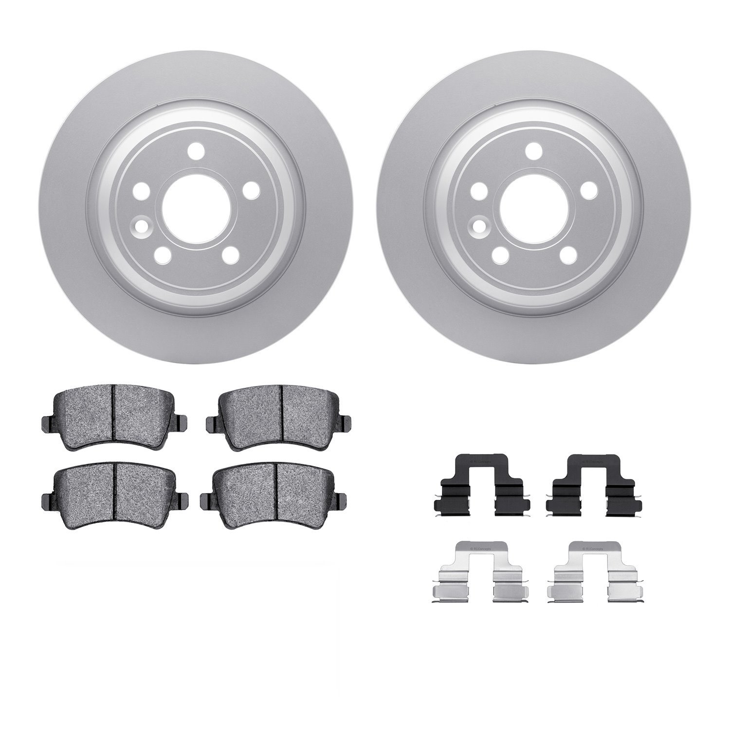 4312-27033 Geospec Brake Rotors with 3000-Series Ceramic Brake Pads & Hardware, 2007-2018 Volvo, Position: Rear