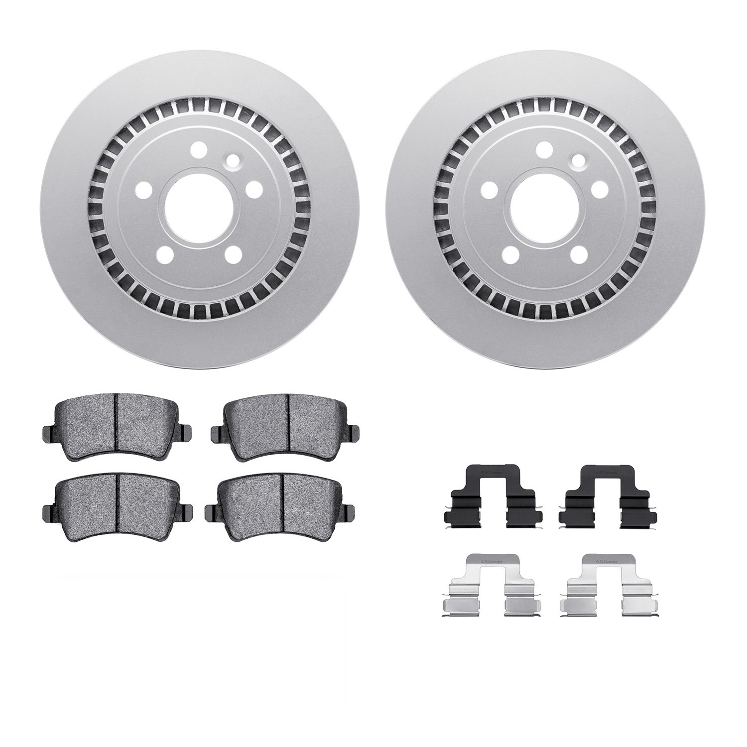 4312-27035 Geospec Brake Rotors with 3000-Series Ceramic Brake Pads & Hardware, 2008-2016 Volvo, Position: Rear