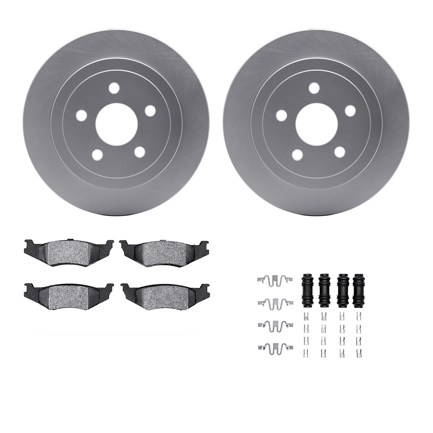 4312-39002 Geospec Brake Rotors with 3000-Series Ceramic Brake Pads & Hardware, 1995-2007 Mopar, Position: Rear