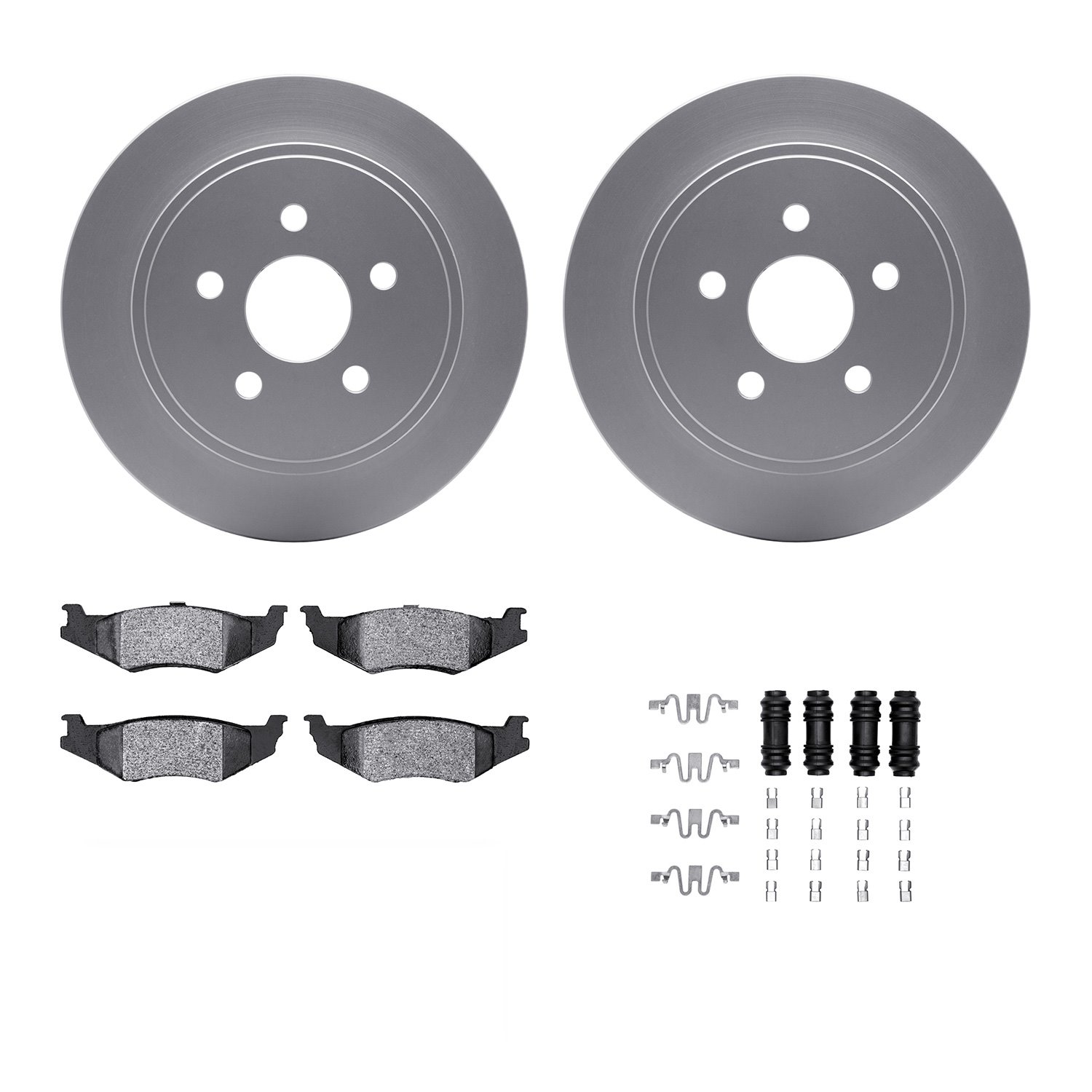 4312-39003 Geospec Brake Rotors with 3000-Series Ceramic Brake Pads & Hardware, 2003-2010 Mopar, Position: Rear