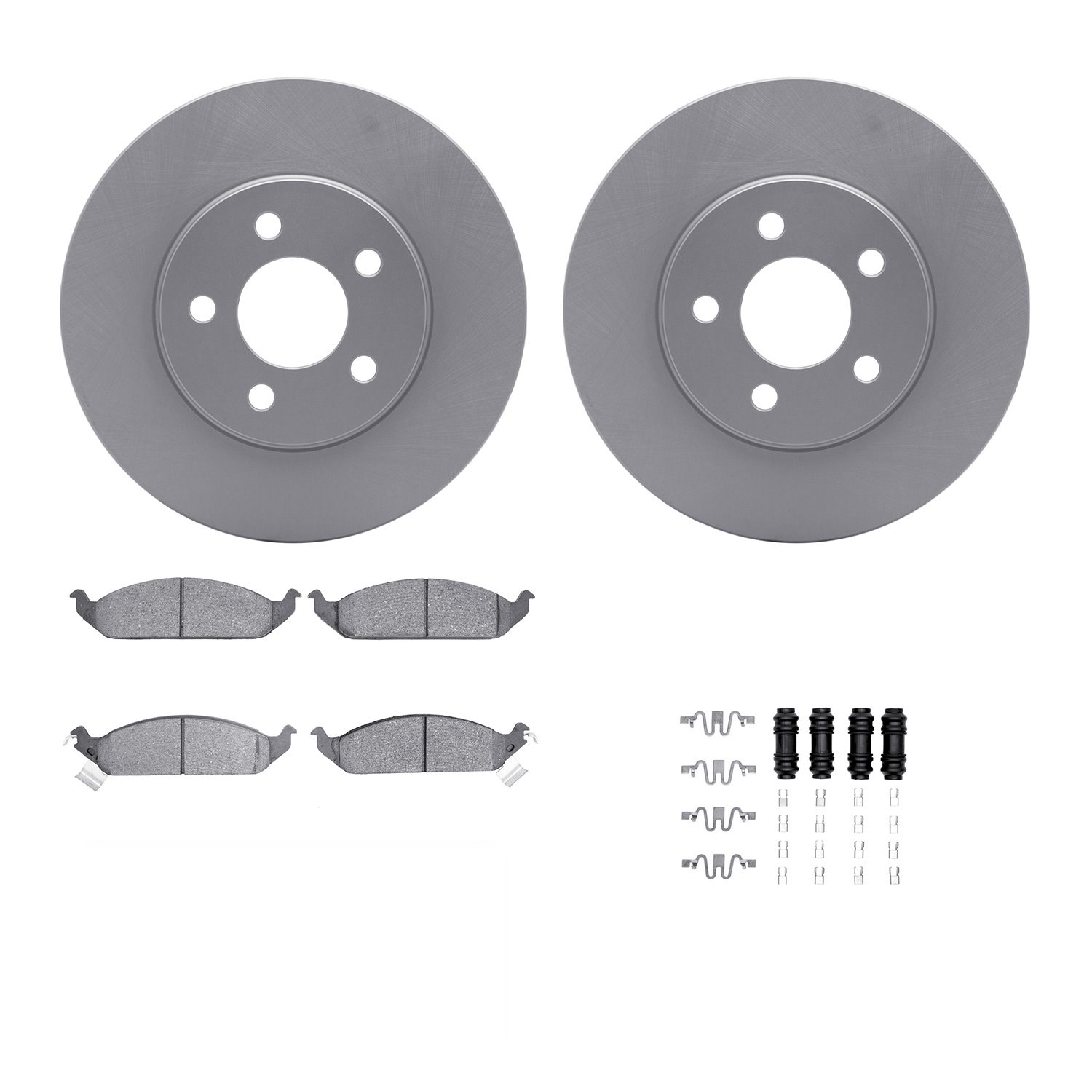 4312-39004 Geospec Brake Rotors with 3000-Series Ceramic Brake Pads & Hardware, 1995-2000 Mopar, Position: Front