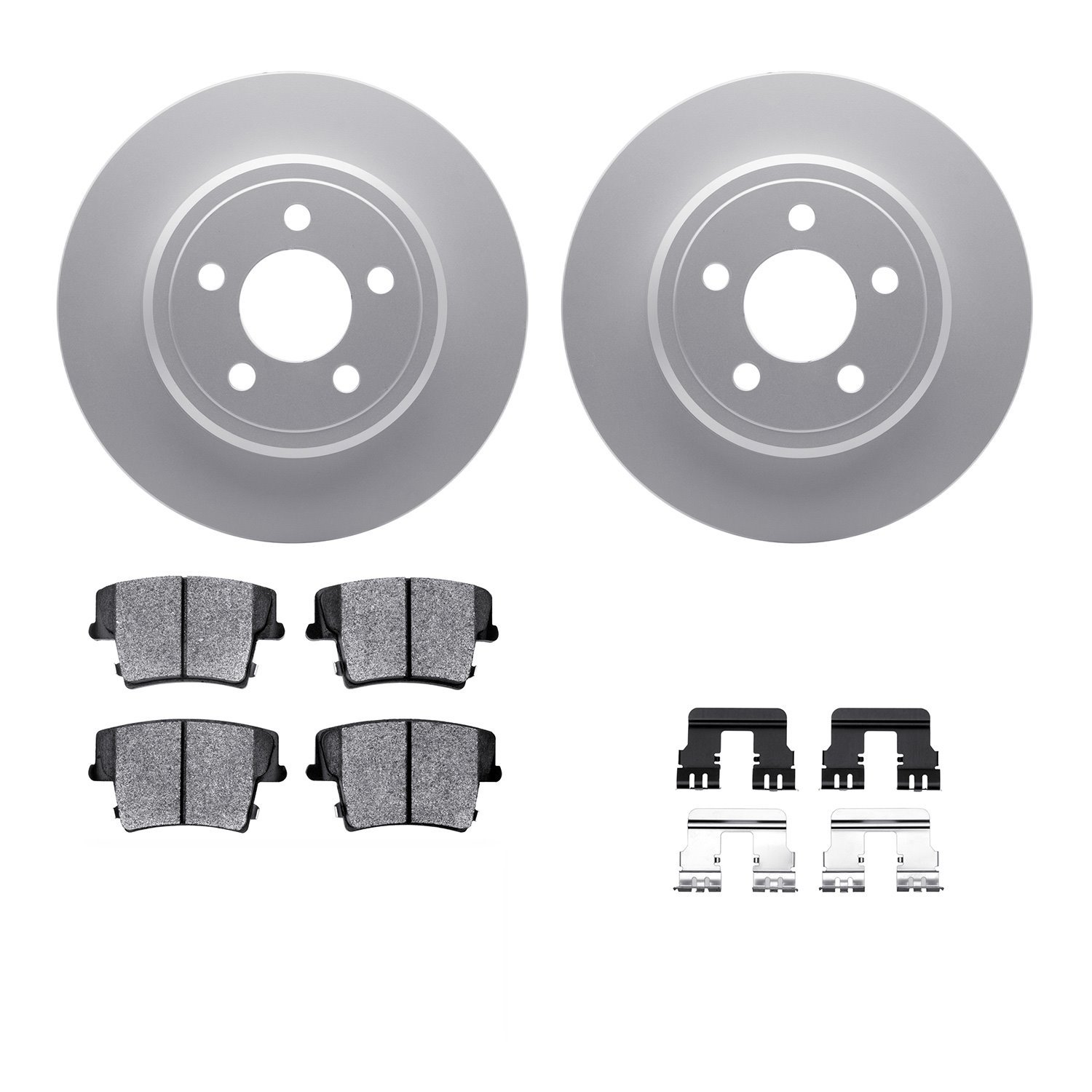 4312-39016 Geospec Brake Rotors with 3000-Series Ceramic Brake Pads & Hardware, Fits Select Mopar, Position: Rear