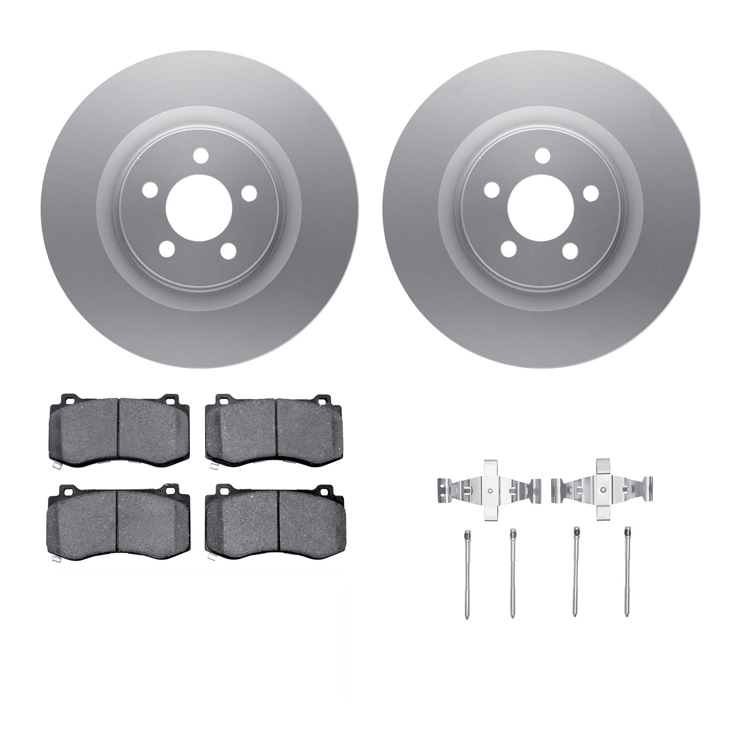 4312-39022 Geospec Brake Rotors with 3000-Series Ceramic Brake Pads & Hardware, Fits Select Mopar, Position: Front
