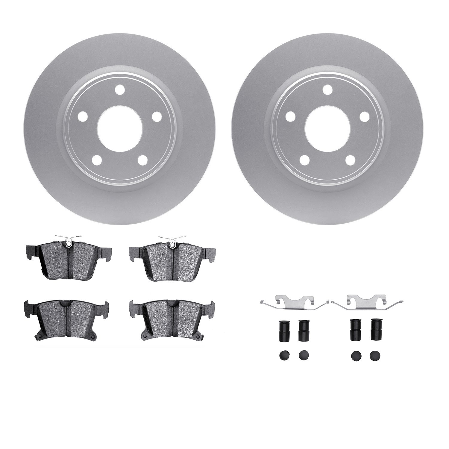 4312-39027 Geospec Brake Rotors with 3000-Series Ceramic Brake Pads & Hardware, Fits Select Mopar, Position: Rear