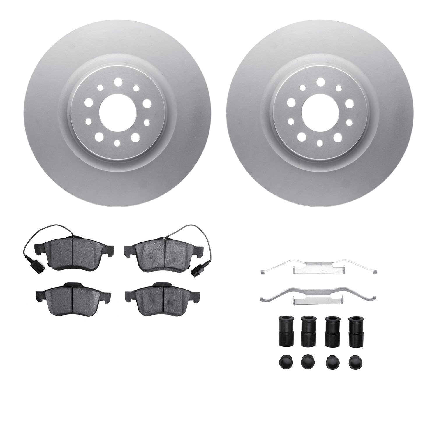 4312-40043 Geospec Brake Rotors with 3000-Series Ceramic Brake Pads & Hardware, 2015-2021 Mopar, Position: Front