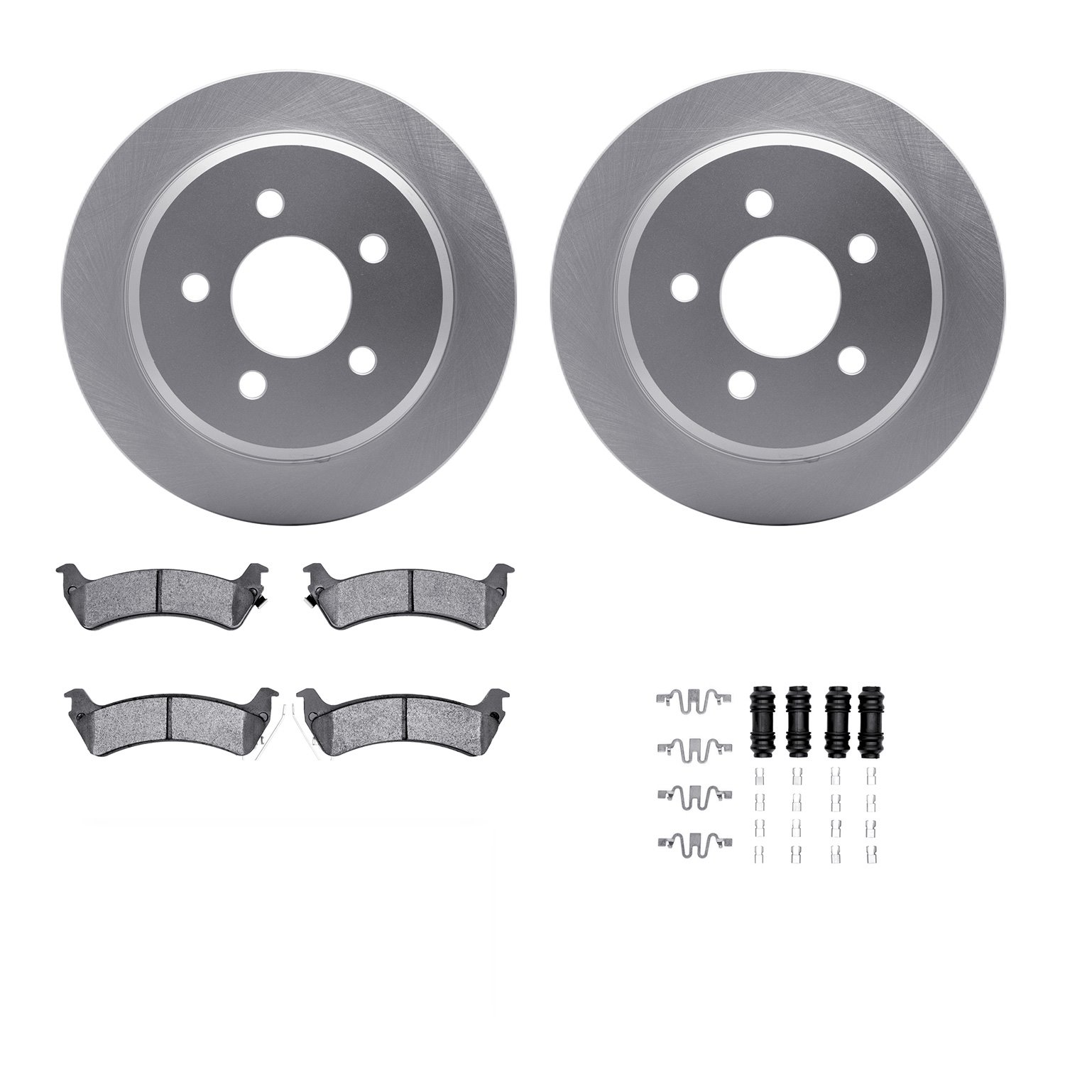 4312-42004 Geospec Brake Rotors with 3000-Series Ceramic Brake Pads & Hardware, 1993-1998 Mopar, Position: Rear