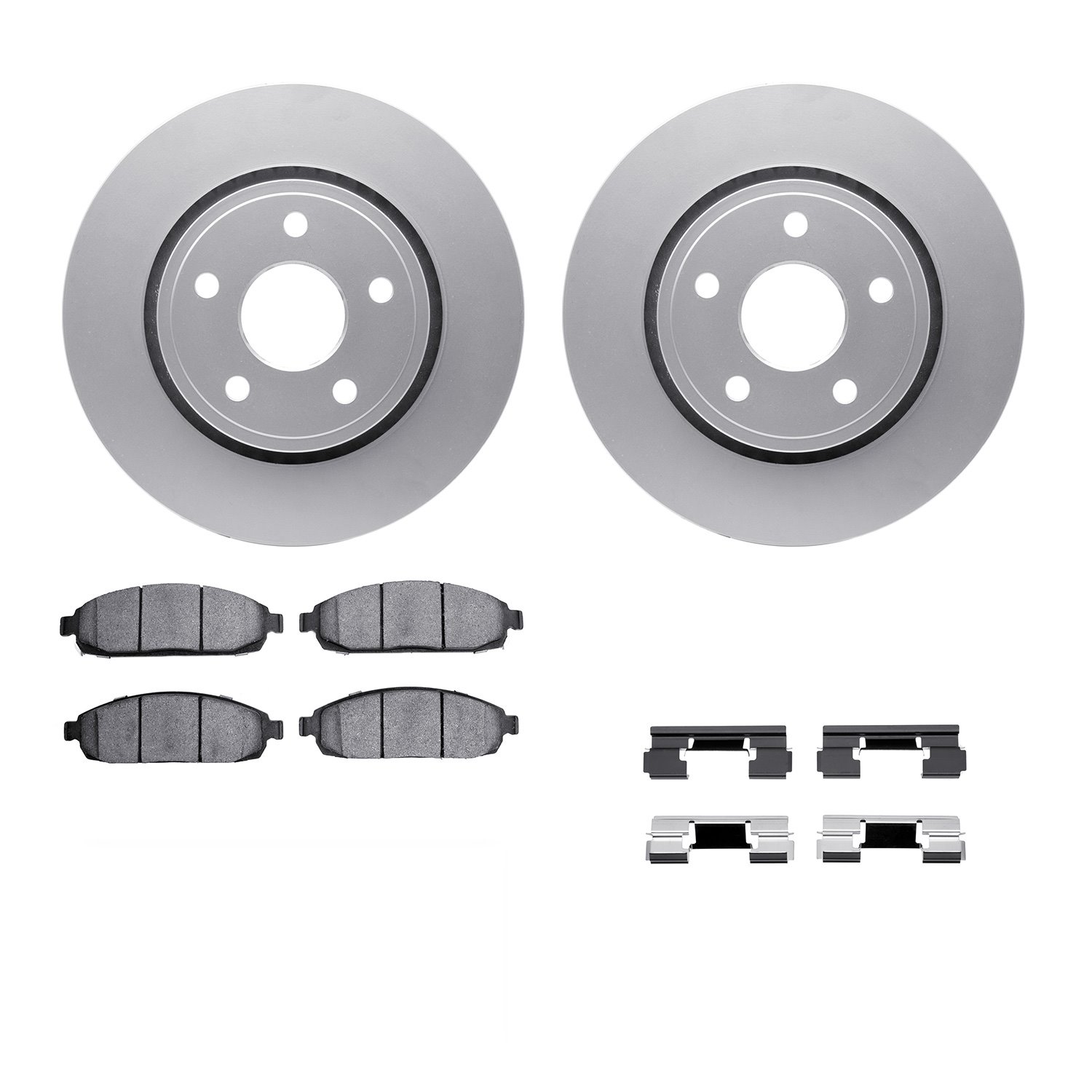 4312-42012 Geospec Brake Rotors with 3000-Series Ceramic Brake Pads & Hardware, 2005-2010 Mopar, Position: Front