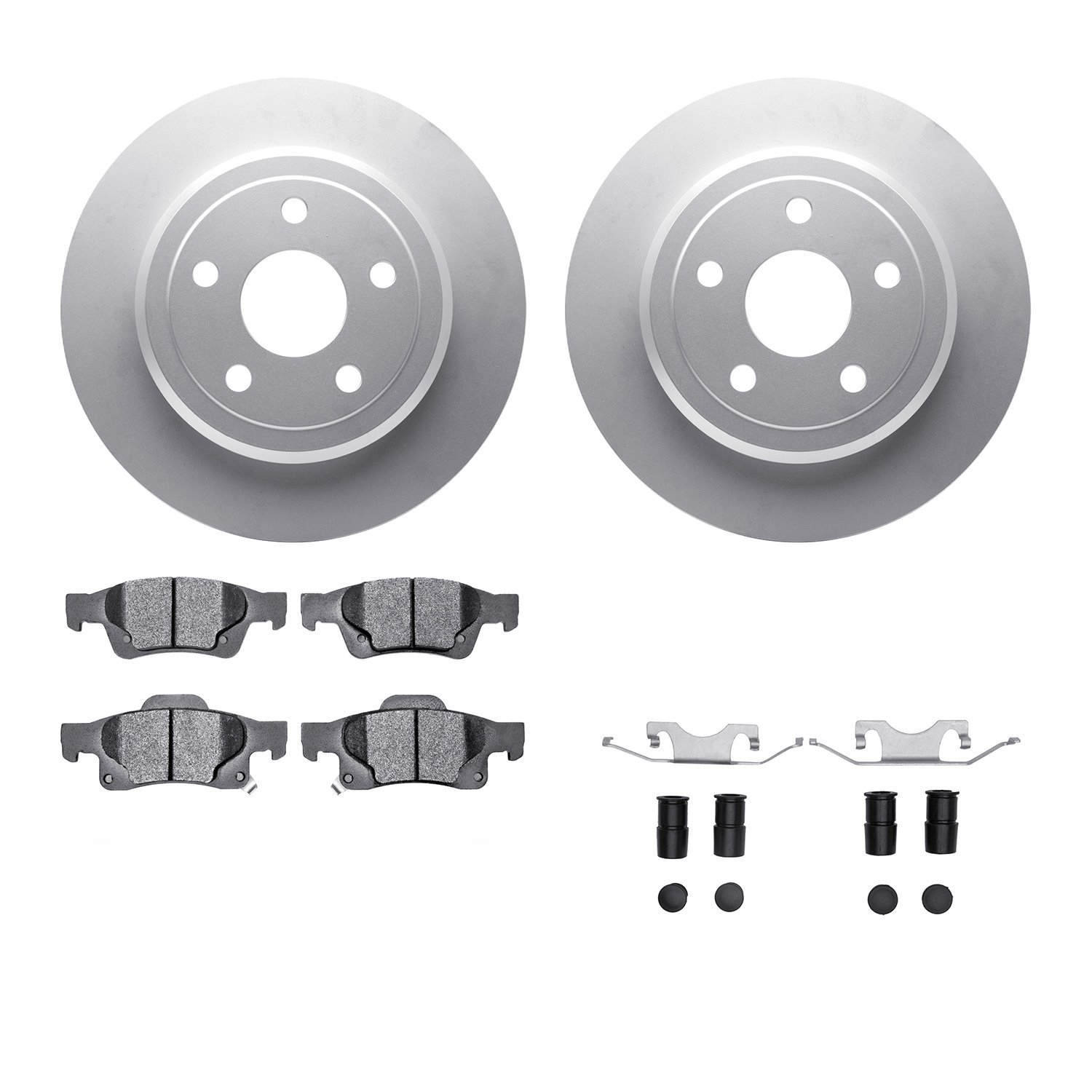4312-42023 Geospec Brake Rotors with 3000-Series Ceramic Brake Pads & Hardware, Fits Select Mopar, Position: Rear