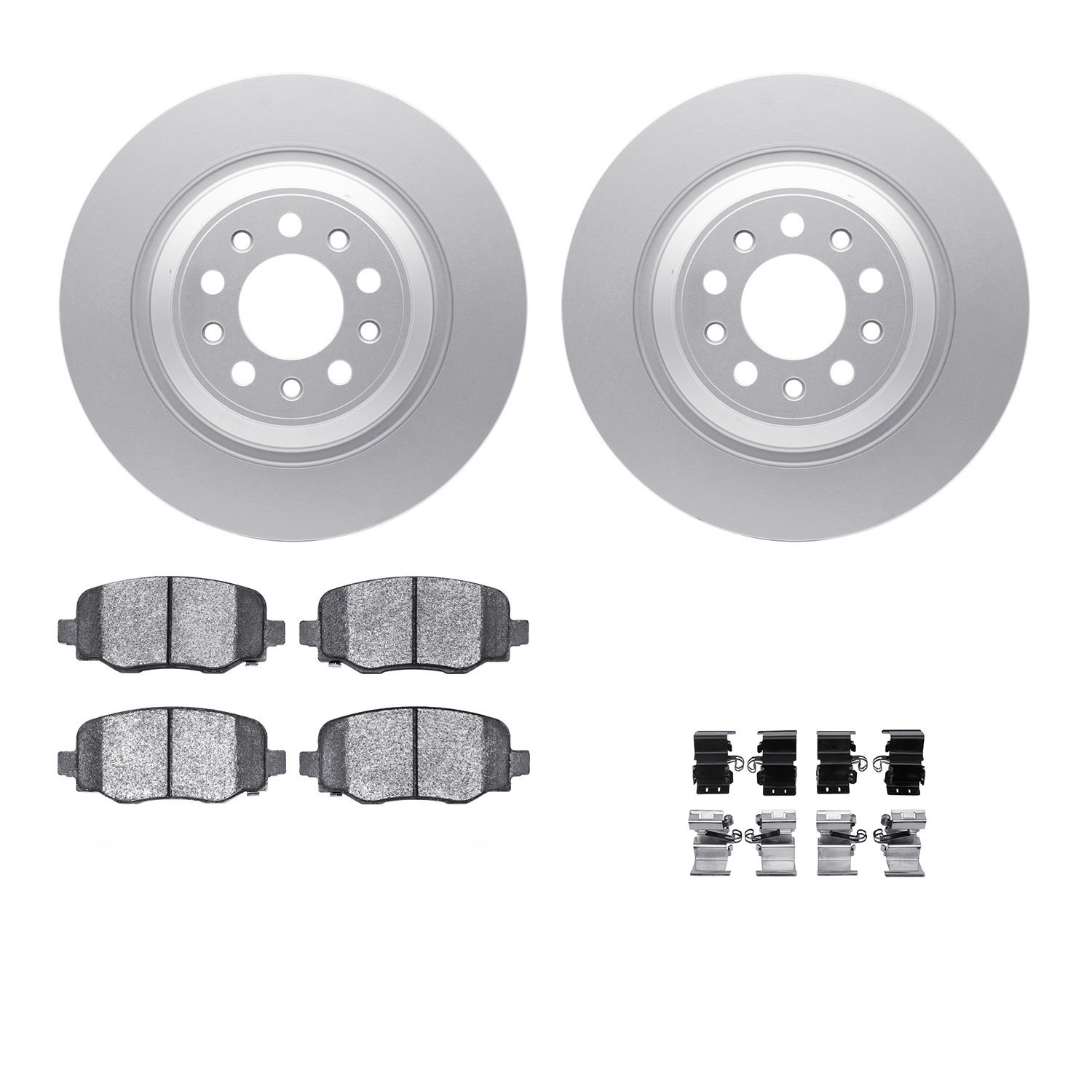4312-42030 Geospec Brake Rotors with 3000-Series Ceramic Brake Pads & Hardware, Fits Select Mopar, Position: Rear