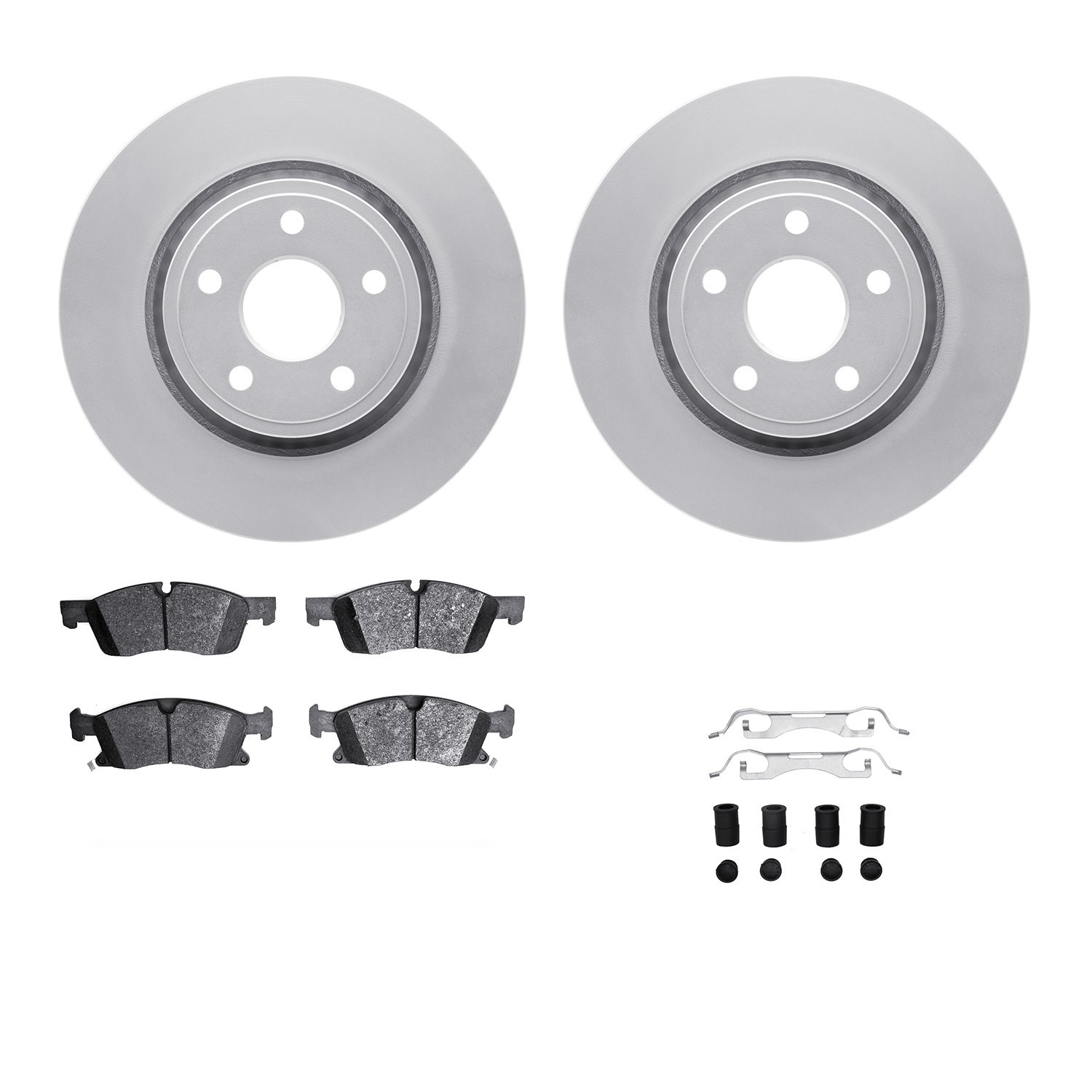 4312-42035 Geospec Brake Rotors with 3000-Series Ceramic Brake Pads & Hardware, Fits Select Mopar, Position: Front